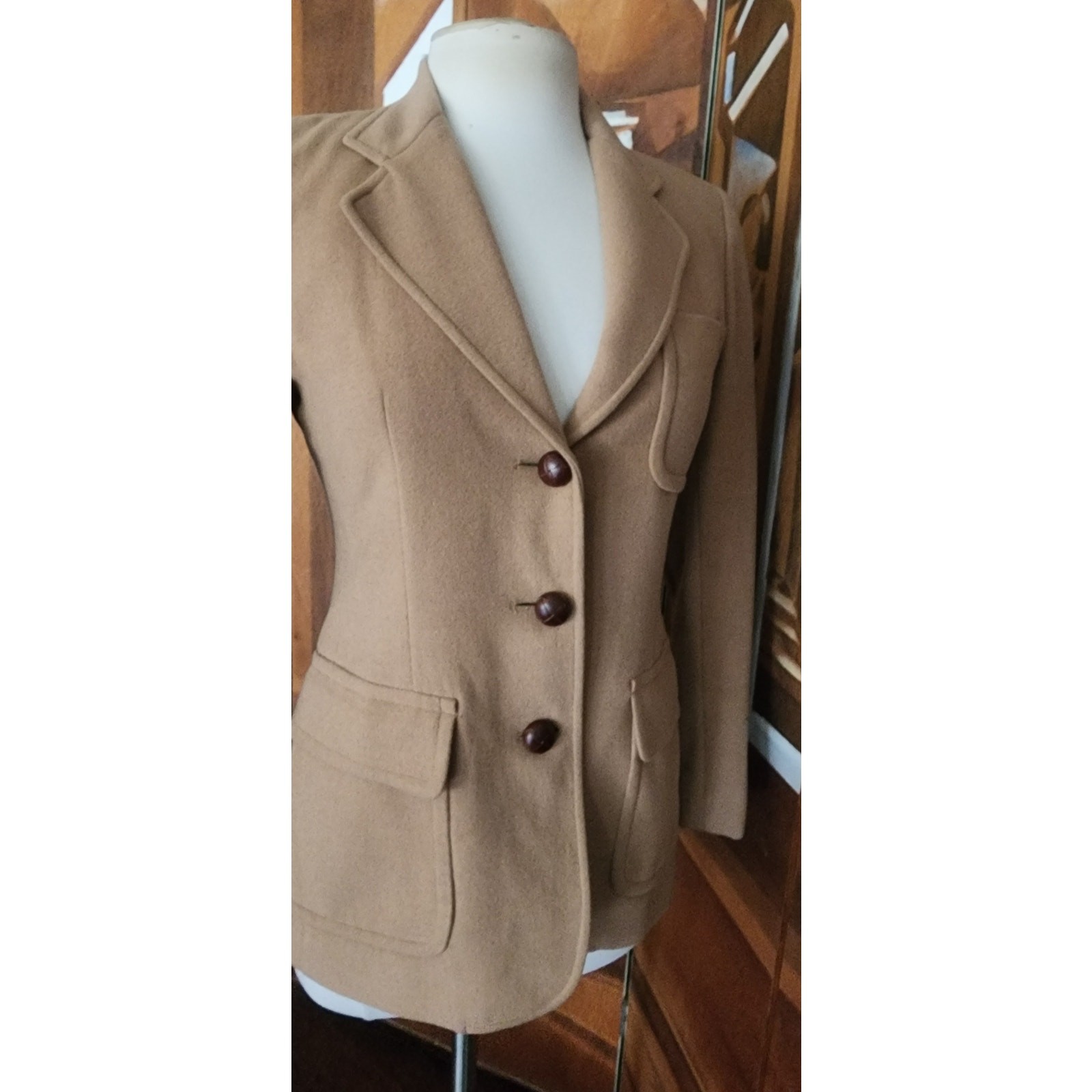 VTG 1990s Lauren Ralph Lauren Camel Wool Blazer Beige Riding Jacket Saipan 2P
