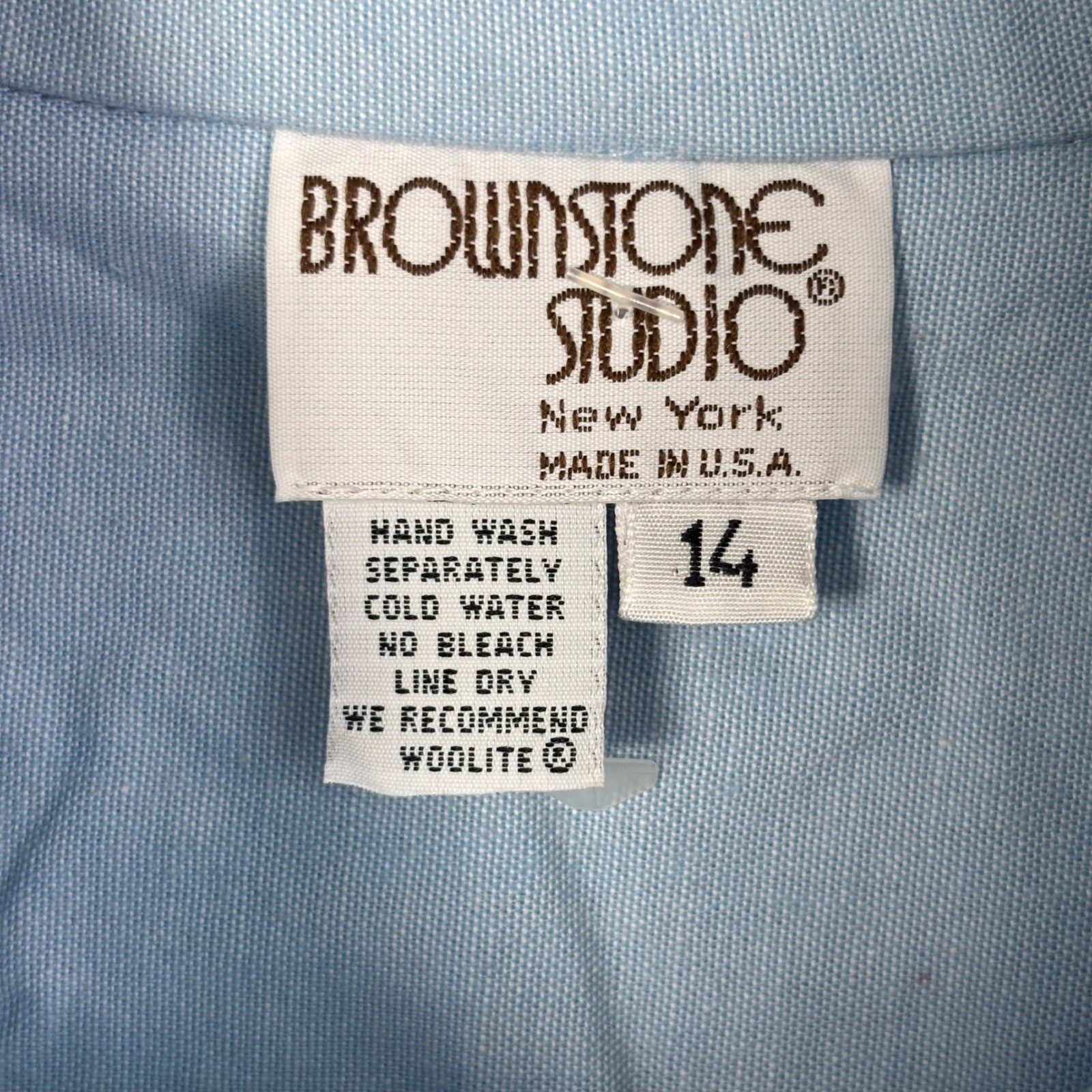 Brownstone Studio Vintage Denim Button Front Long Sleeve Shirt Dress Size 14 USA