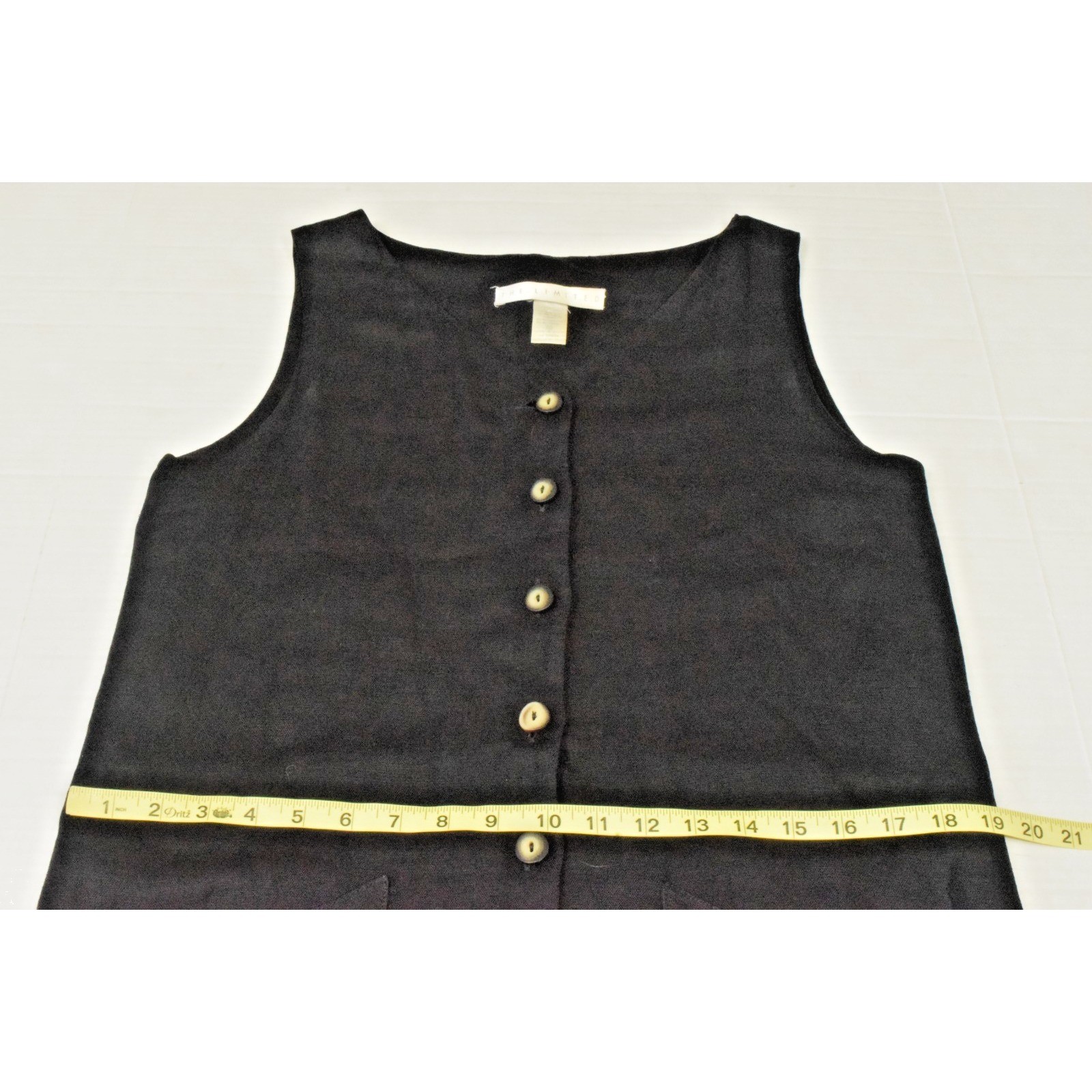 Vintage Linen Dress The Limited Size S 90s Black Quarter Button Lined Made Italy