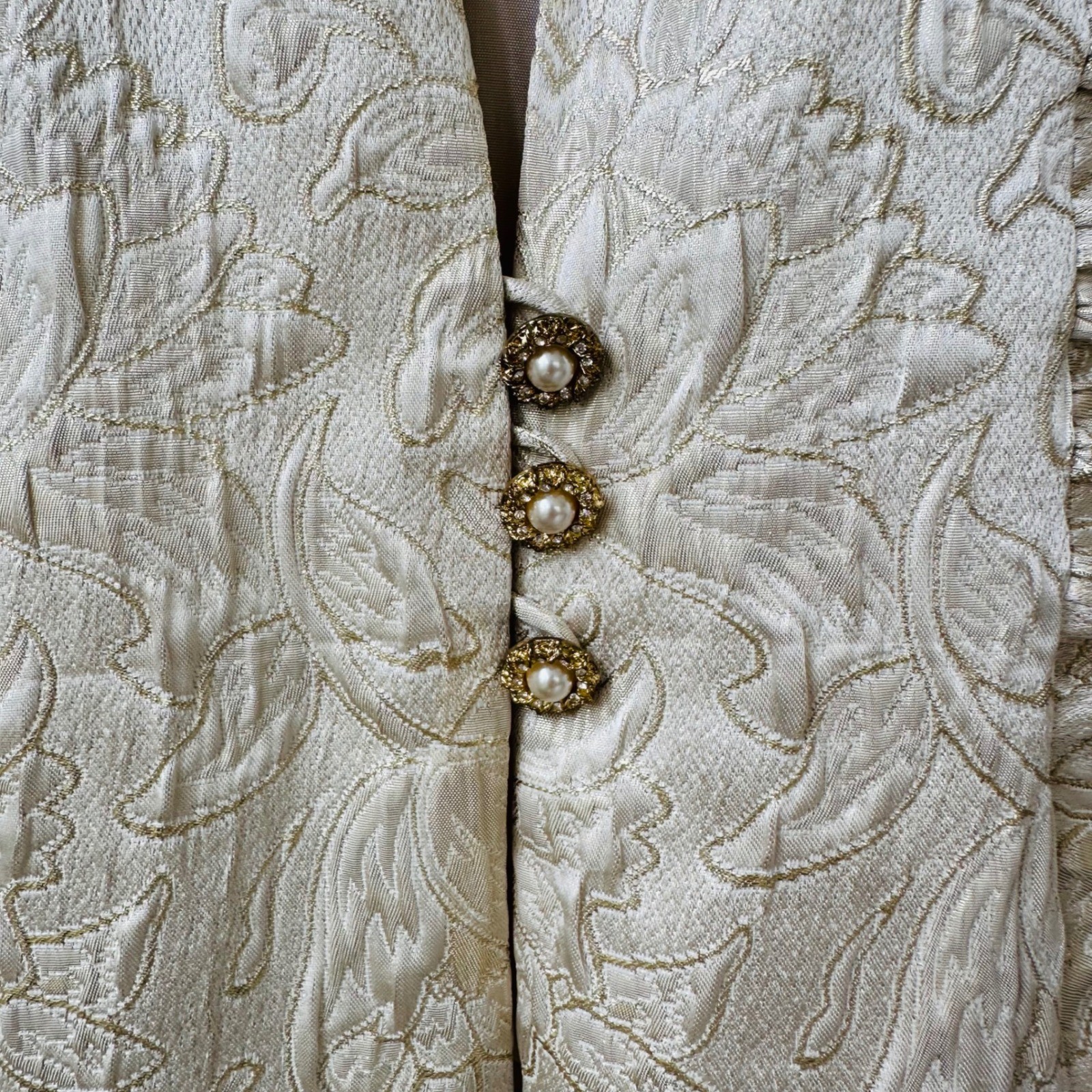 Vintage 80s J.R. Nites by Caliendo Gold Floral Brocade Evening Metallic Blazer