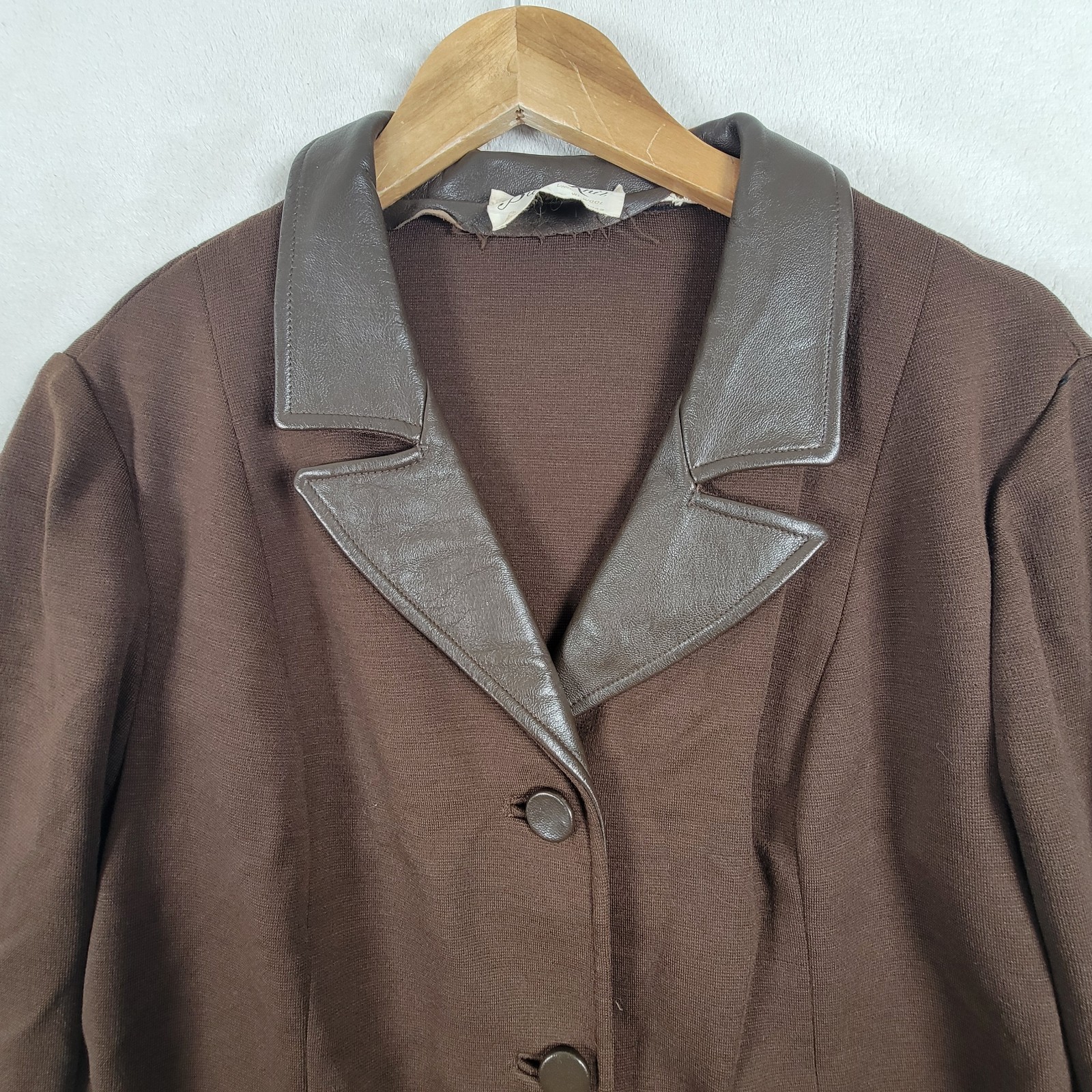 Vintage Butte Knit Sweater Jacket Brown Wool And Leather Measurements In Photos