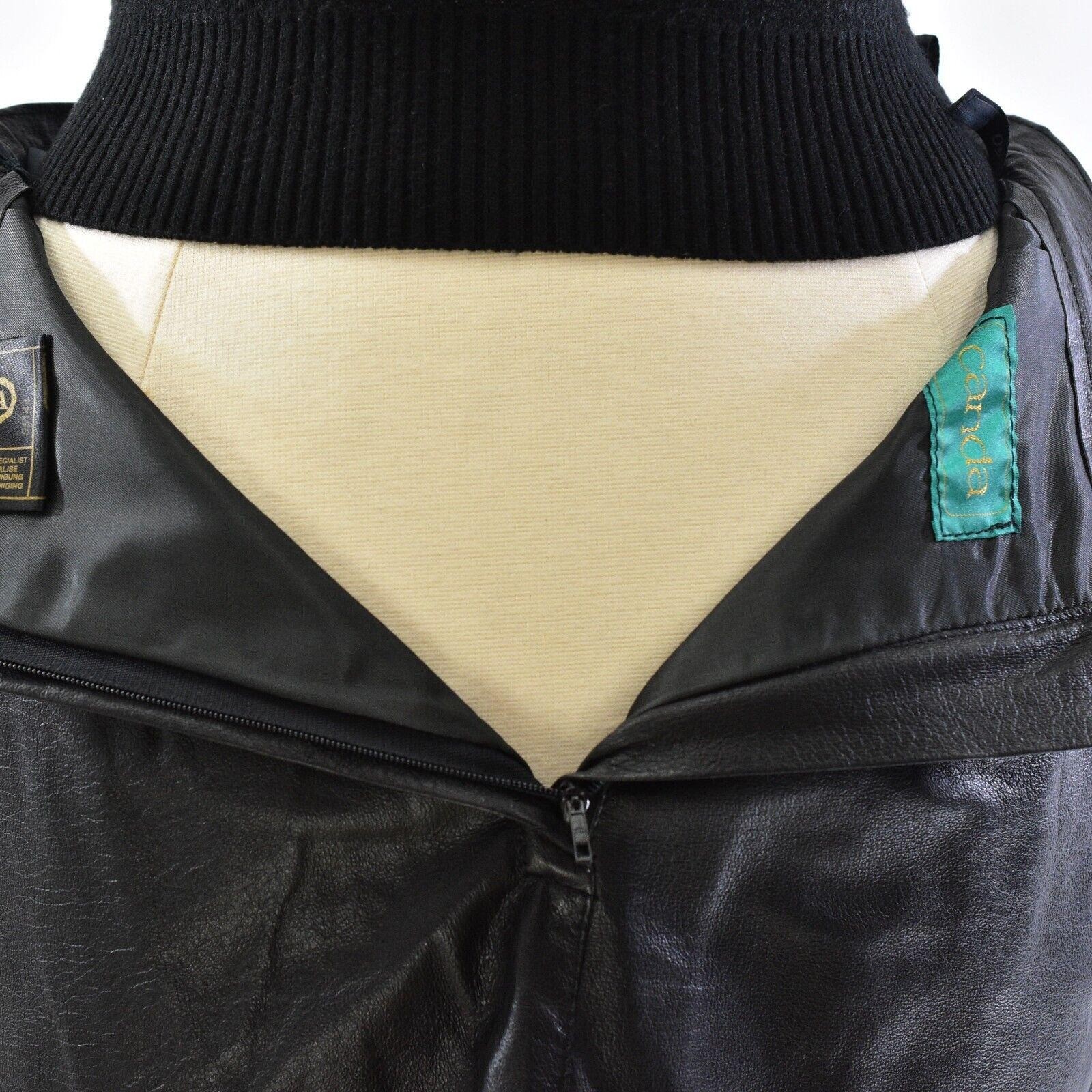 90s Vintage Black Leather Straight Skirt Womens 4 Canda