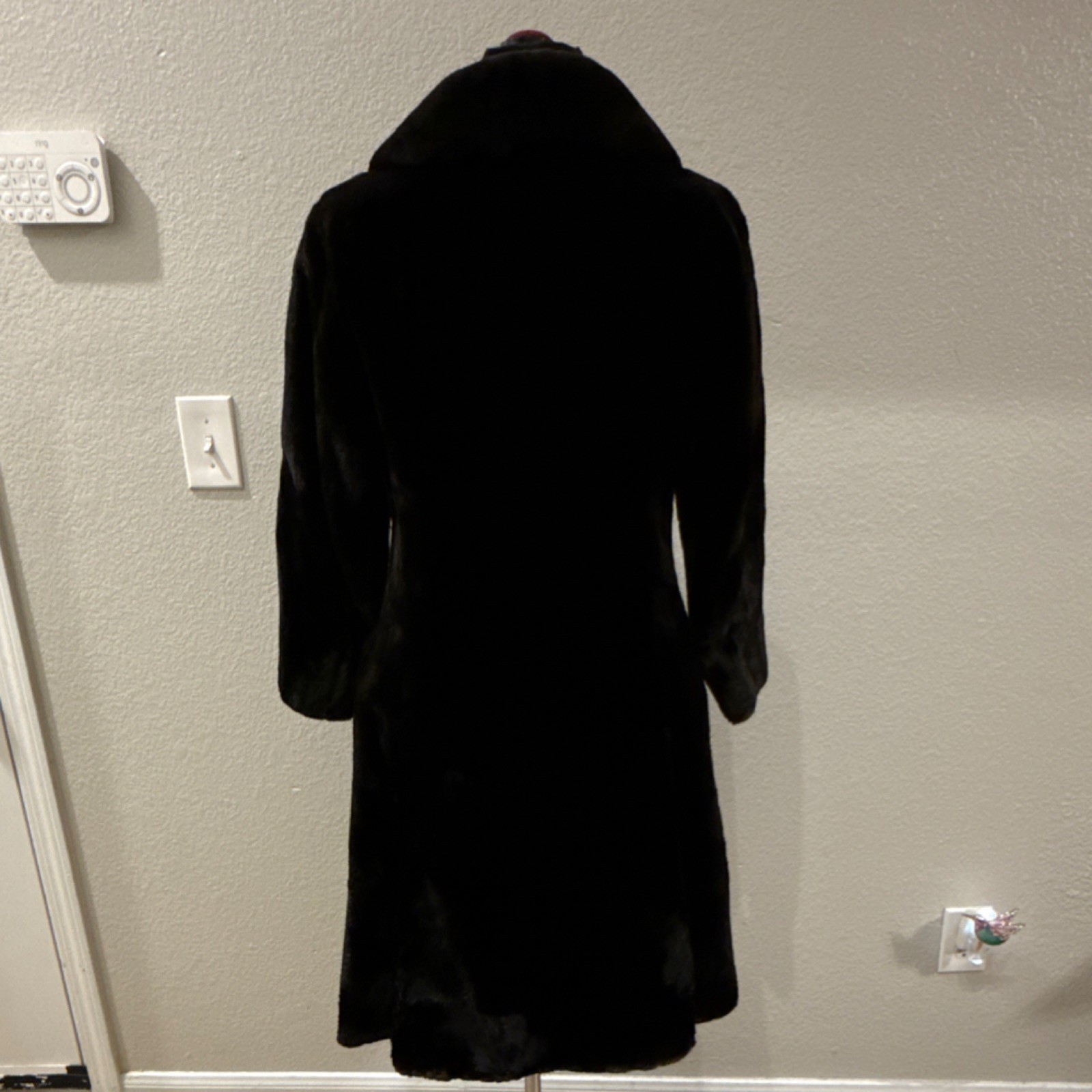 Jean Louis Bonwit Teller Black Vintage Fur Coat with Pearl Buttons