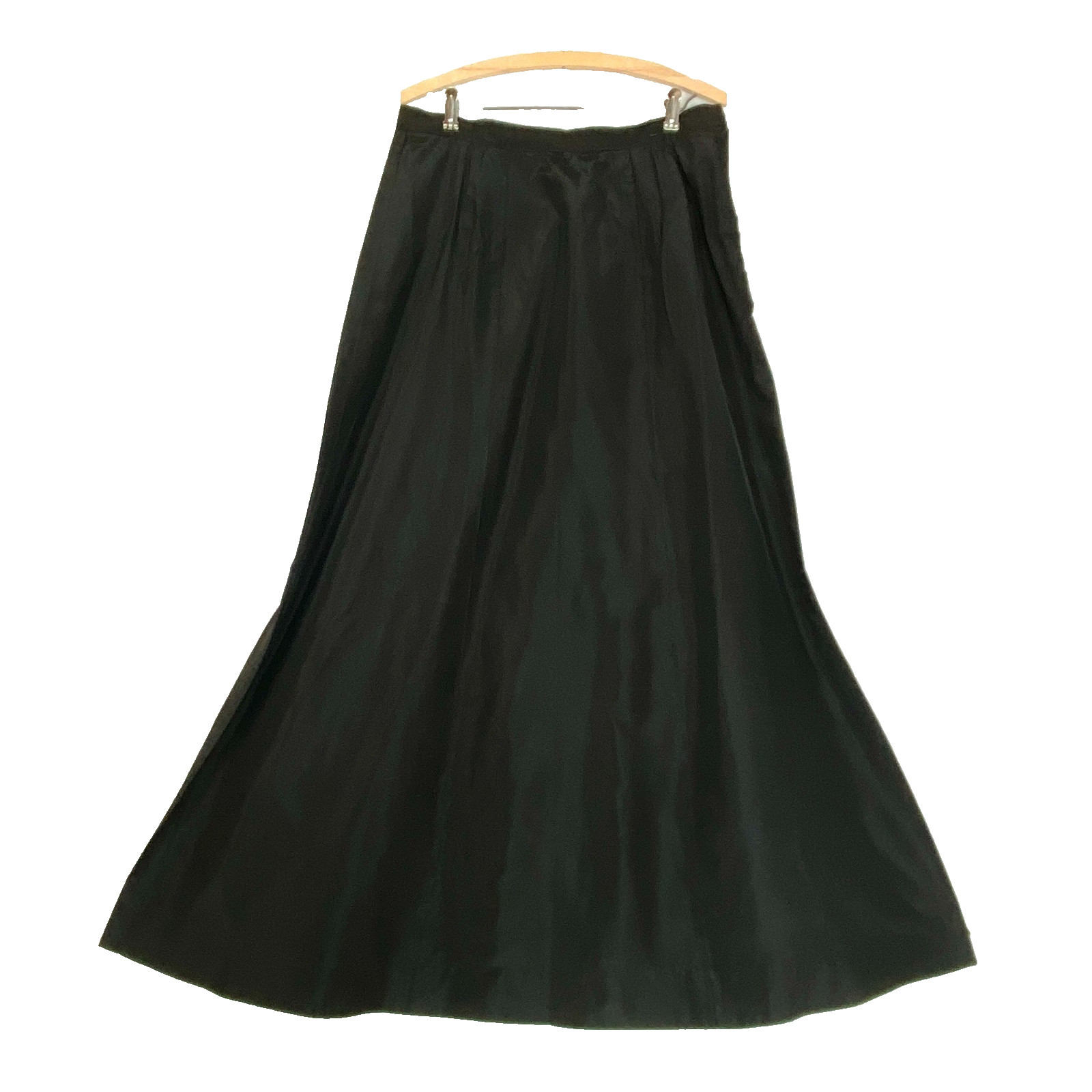 Vintage 1970s black maxi skirt L XL taffeta A-line slip formal gown plus size