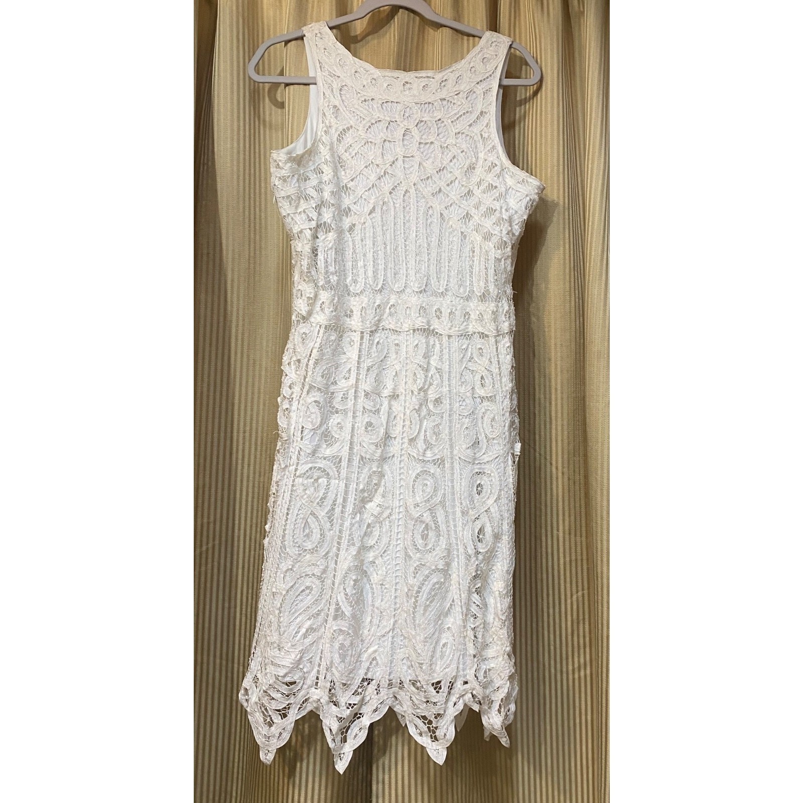 Vtg Y2K Kroshetta By Papillon Ivory Crochet Knit Midi Dress Sz XL