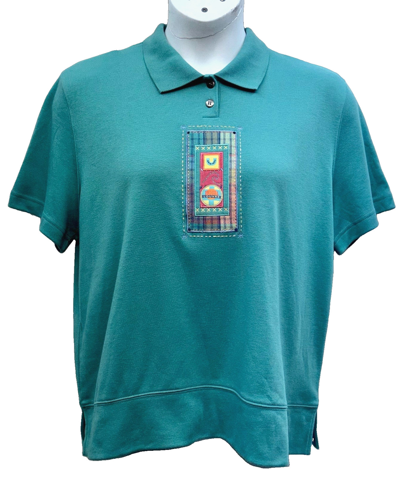 VTG 80s Koret Francisca Women Size XL Short Sleeve Polo Shirt Coastal Grandma