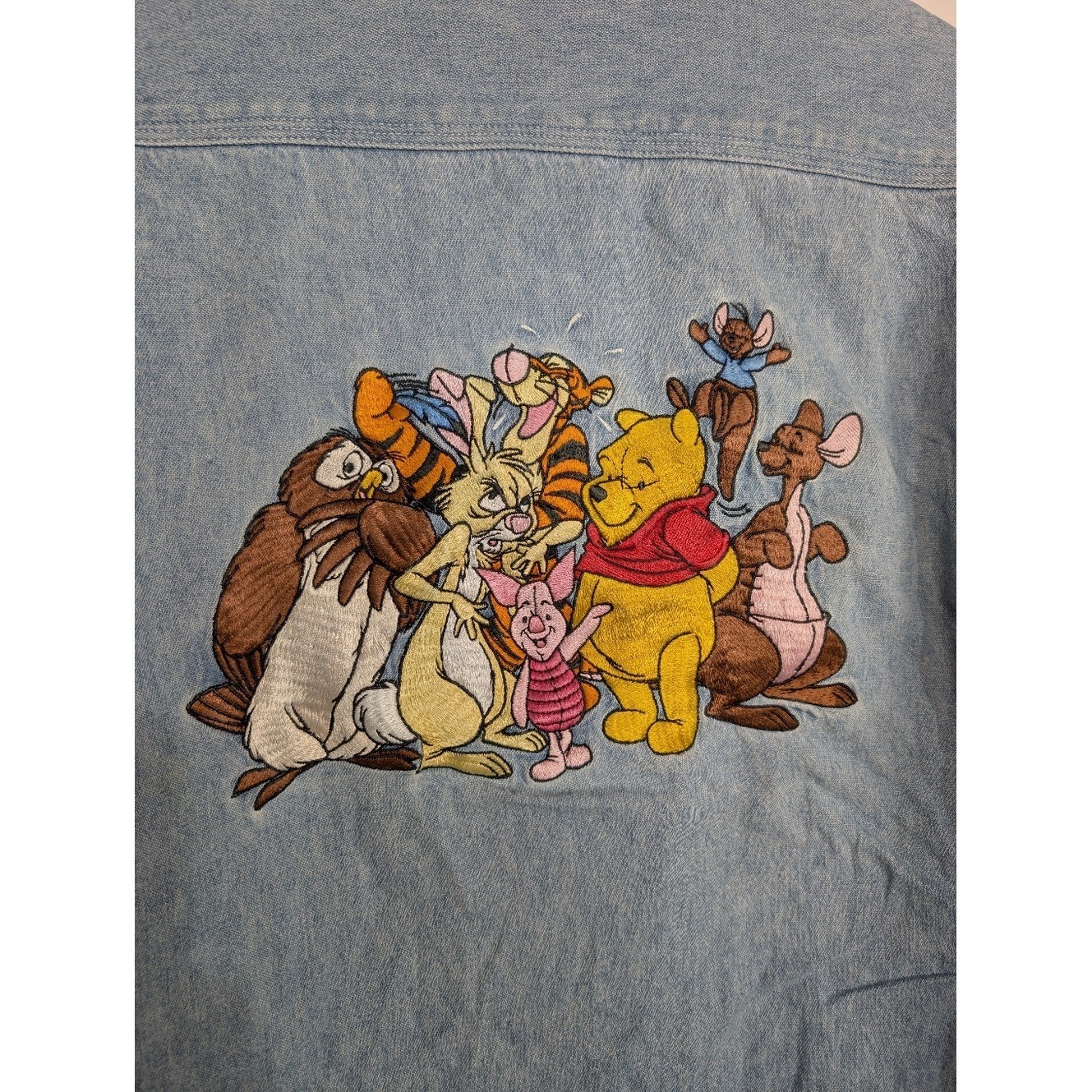 Vintage 90s Disney Store Winnie The Pooh Embroidered Denim Shirt Size XL