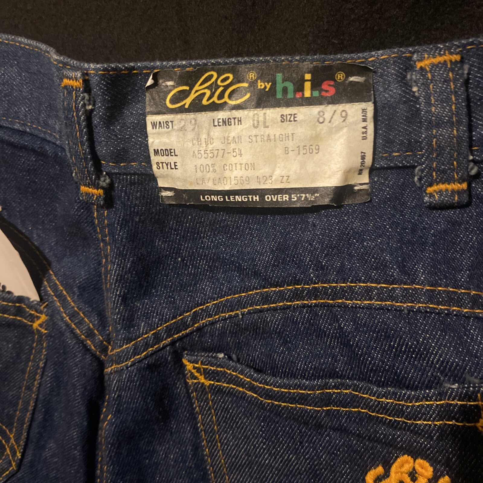 vtg 70s womens Dark Jeans Chic By H.I.S 8/9