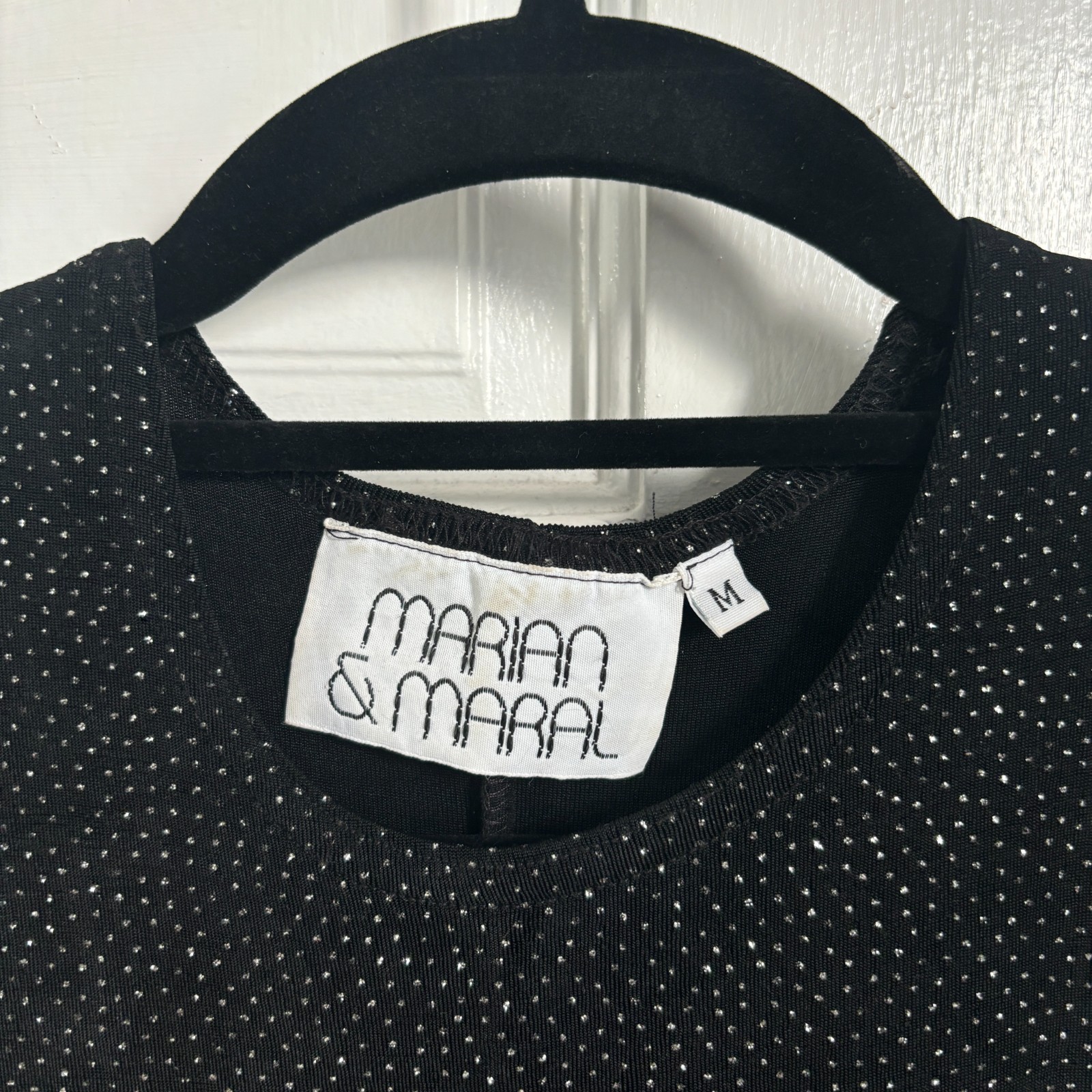 Marian & Maral Dress Sparkle Glitter Black 90s Vintage Stretchy Short Sleeveless