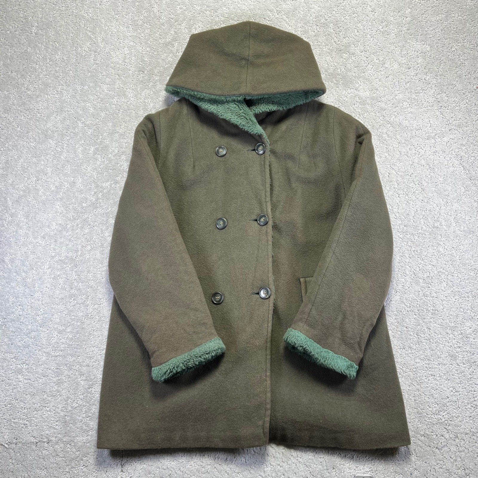 VINTAGE Schuster Camapile Jacket Womens 18 Fine Wool Camel Hair Hooded Coat 50s