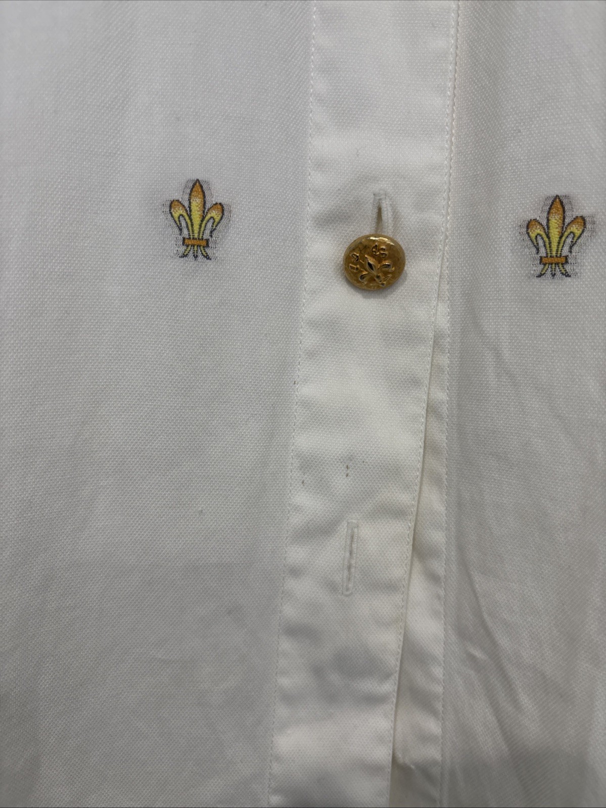VTG ESCADA Margaetha Ley fleur-de-lis Embroidered Gold Button Blouse 34 Germany