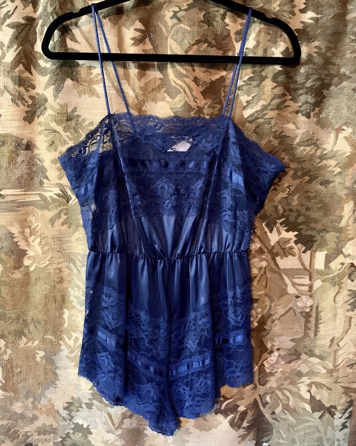 Vintage semi sheer lace one piece slip bodysuit womens lingerie loungewear retro