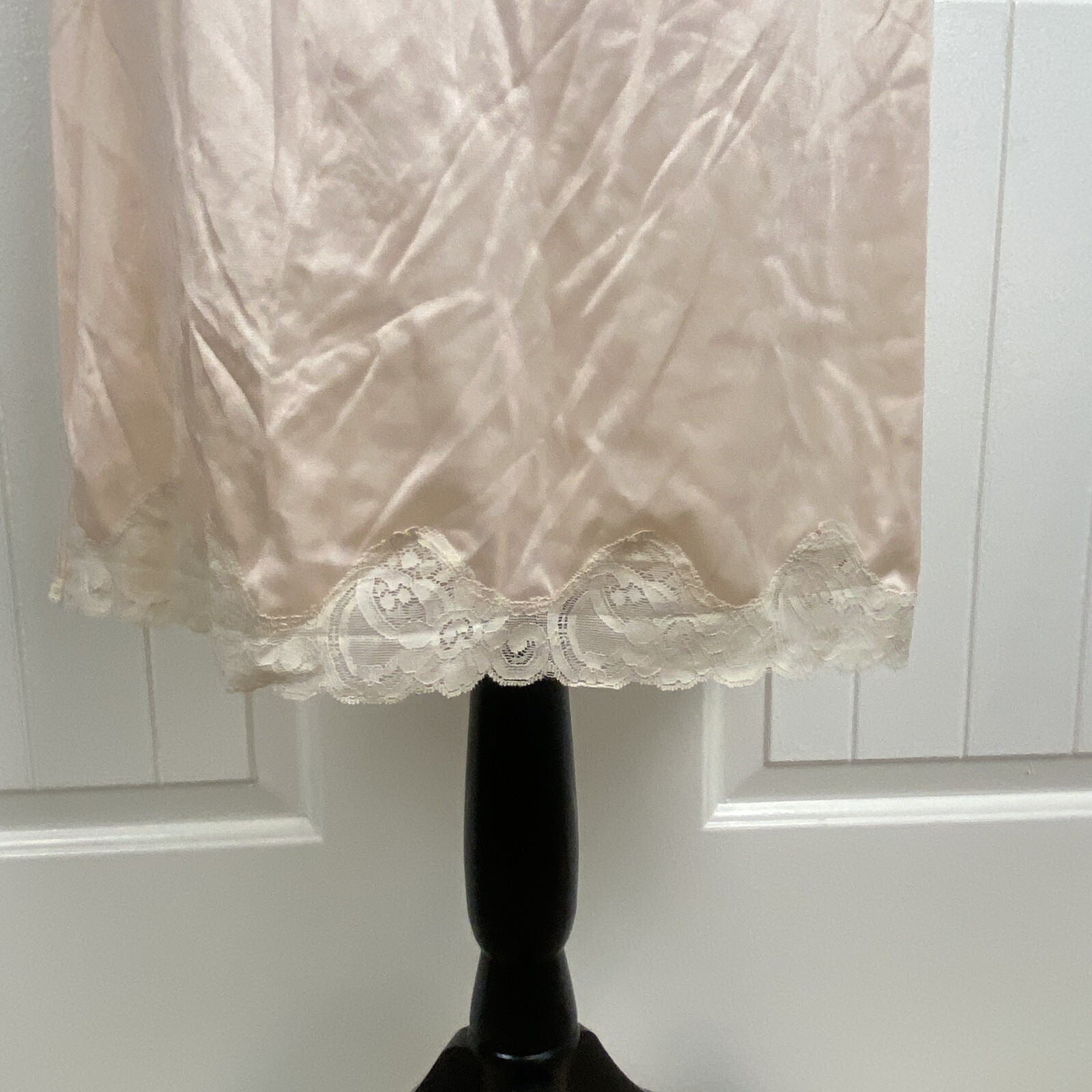 Vtg Movie Star Nylon Dress Slip Pink Gown Sz 36 3114 Lace Sheer Chiffon