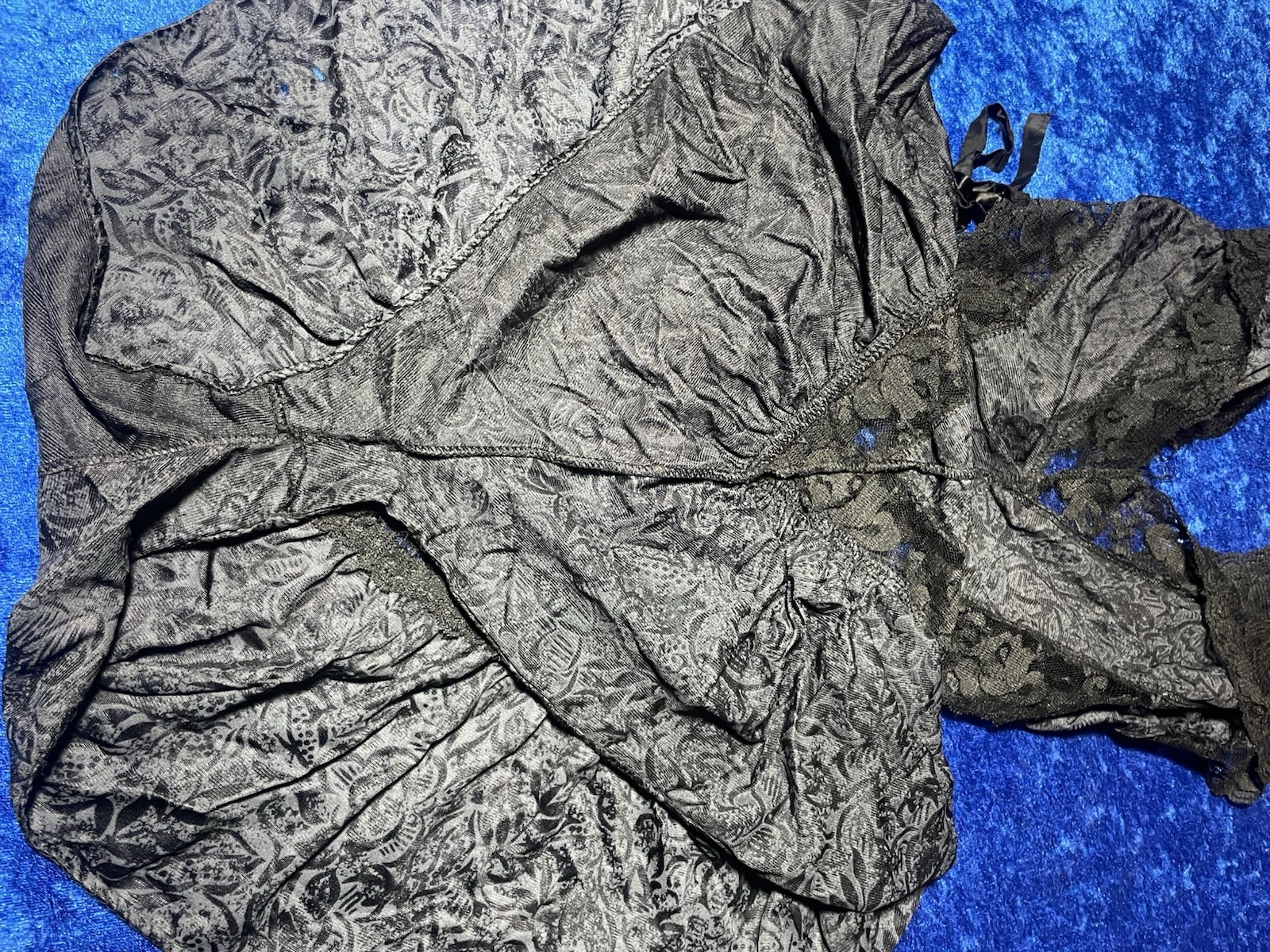 Vintage Avian Lingerie Shiny Black Nylon Bodysuit Teddy Size Large