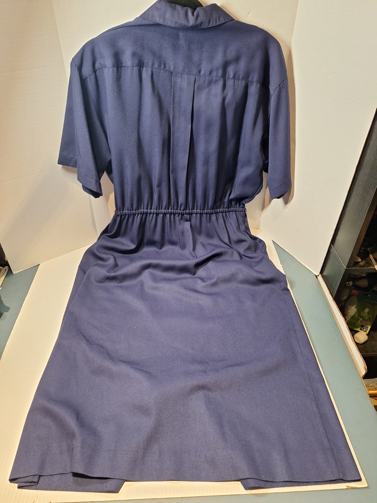 Vintage Andrew Harvey Dress Woman’s 14 Blue Button Up Long Polyester