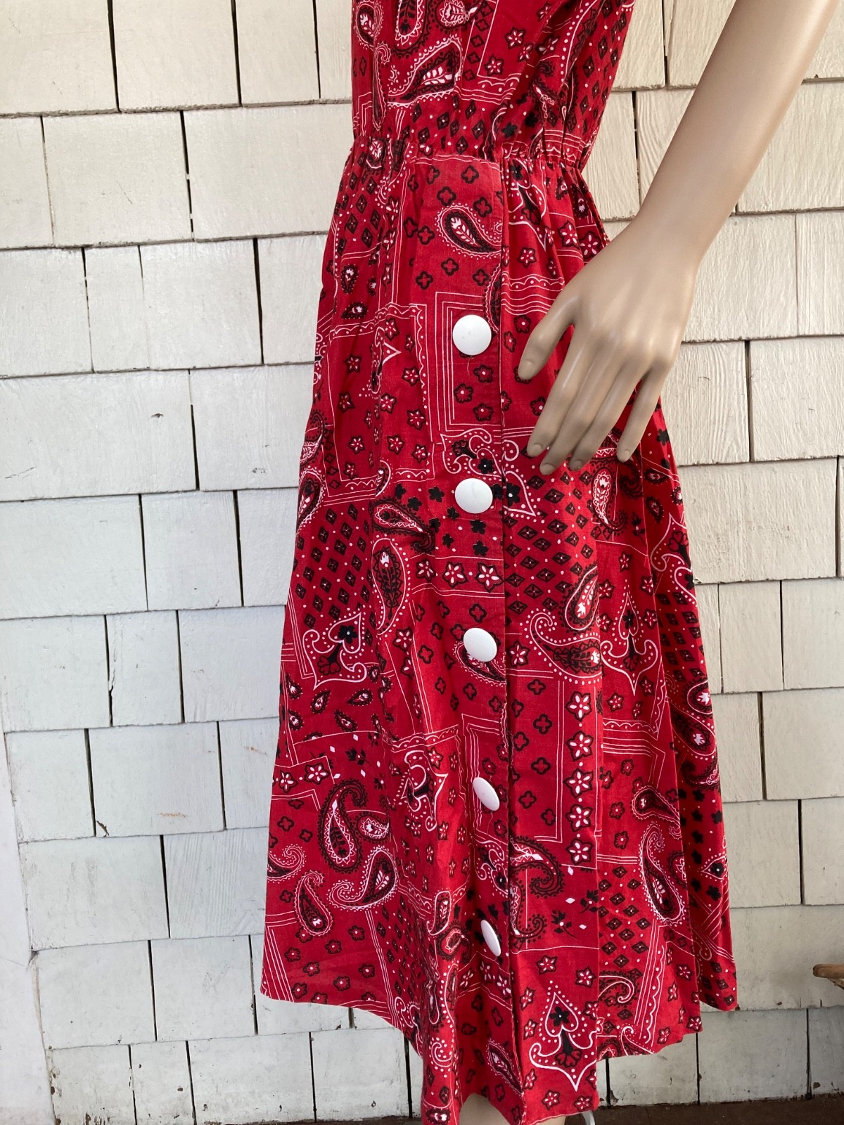 Vintage Boho Cottagecore 1960s-70s Bandana Print Summer Dress Size Small