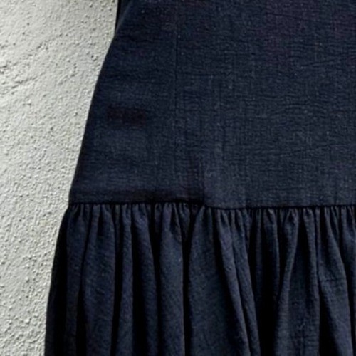 Vintage 80s Georges Rech Paris Black Cotton One Shoulder Dress Rosette Small