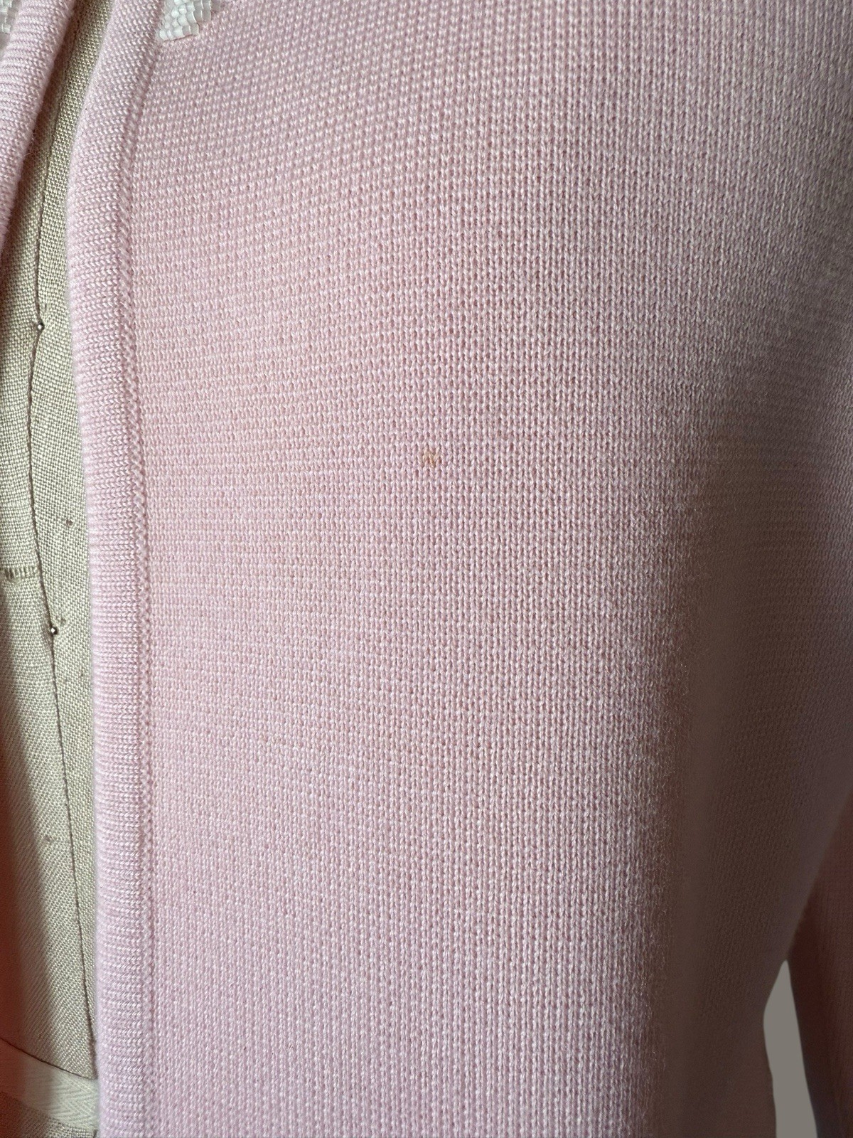 Vintage 1960s PINK Dorce for LeRoy 100% Wool Knit Open Cardigan Beaded Sweater