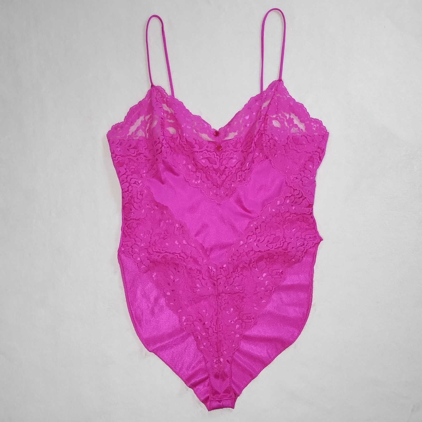 vintage 80s magenta sheer lace high cut leg bodysuit teddy sz m barbie mob wife
