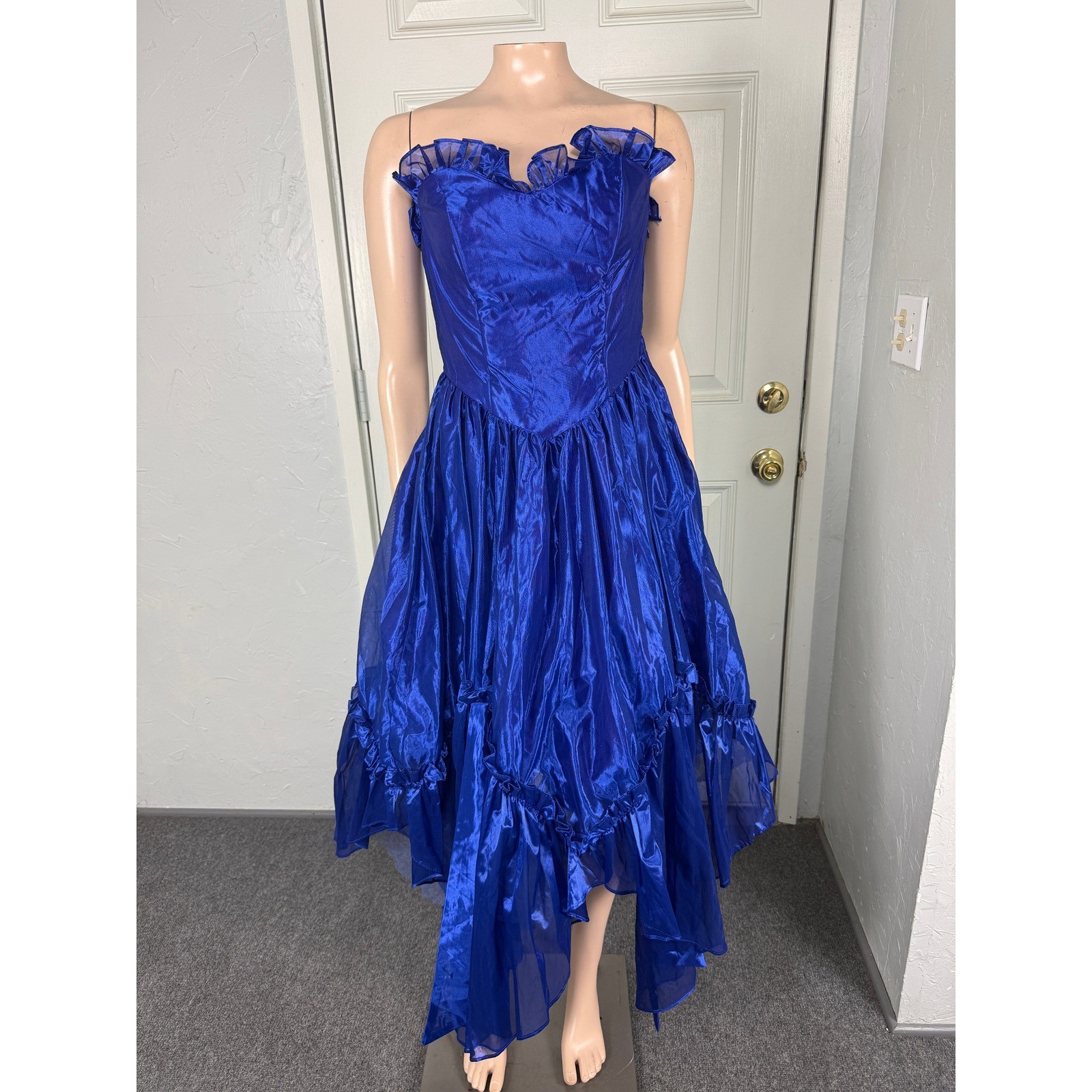 Vintage 80s Moments Prom Dress Formal Evening 7 Party Strapless Ruffle Fairy HH8