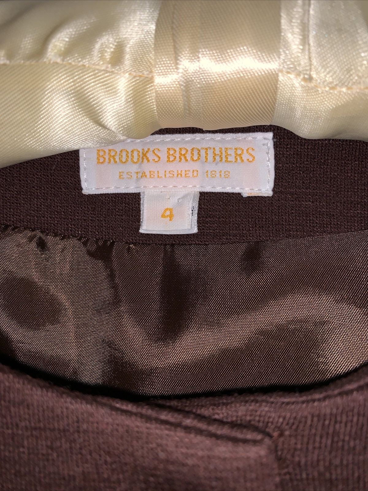VTG Brooks Brothers Size 4 Virgin Wool Dress Brown Career Pockets Lined Belted