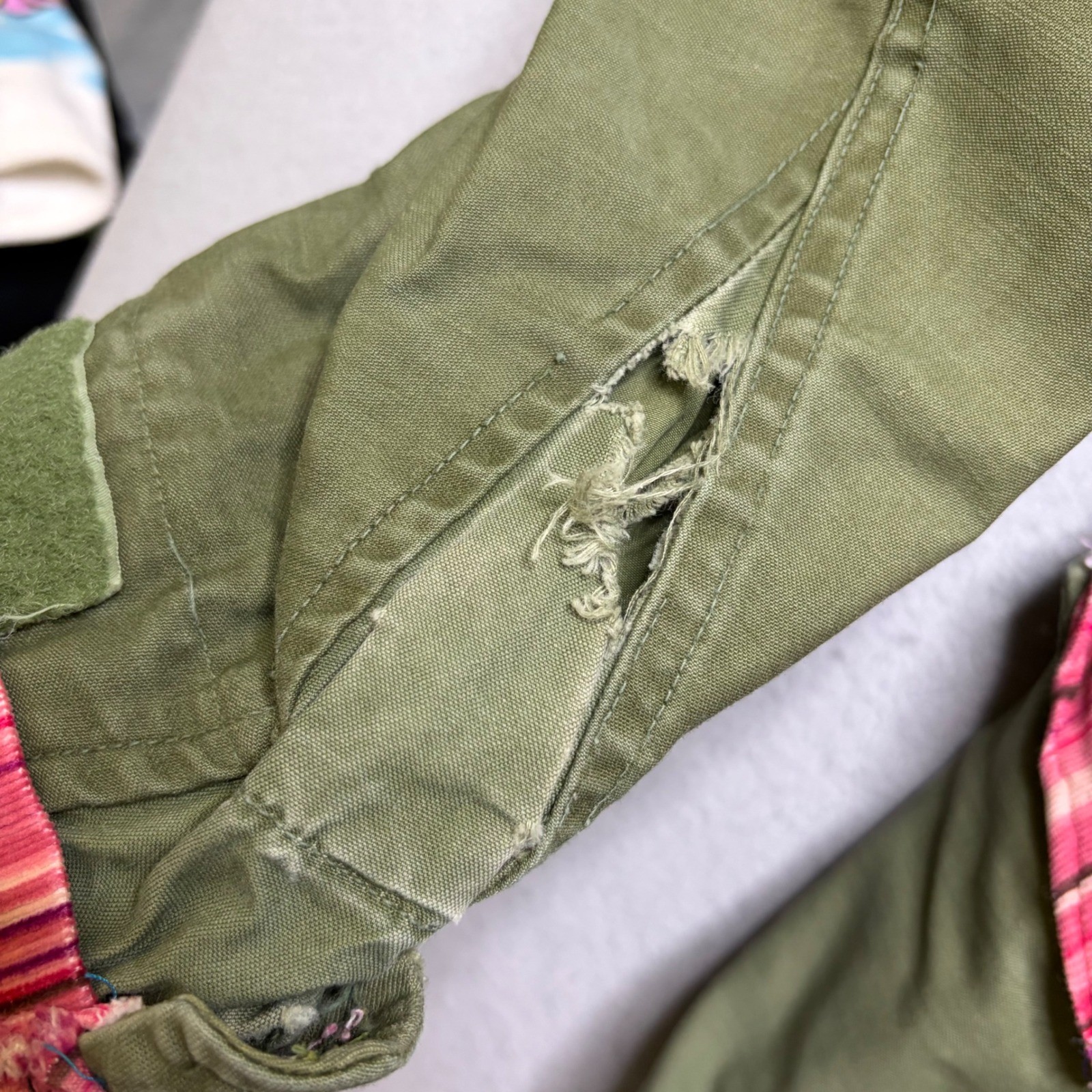 Vintage Military Field Jacket Women M Olive Green Patchwork 90s Distressed M-65
