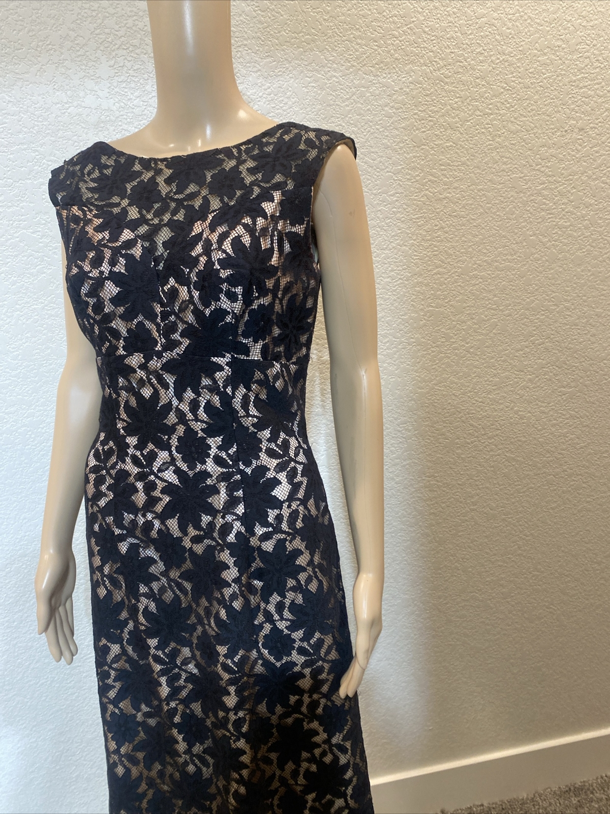 LILLI DIAMOND of California VTG Original BLACK LACE COCKTAIL Sleeveless DRESS**