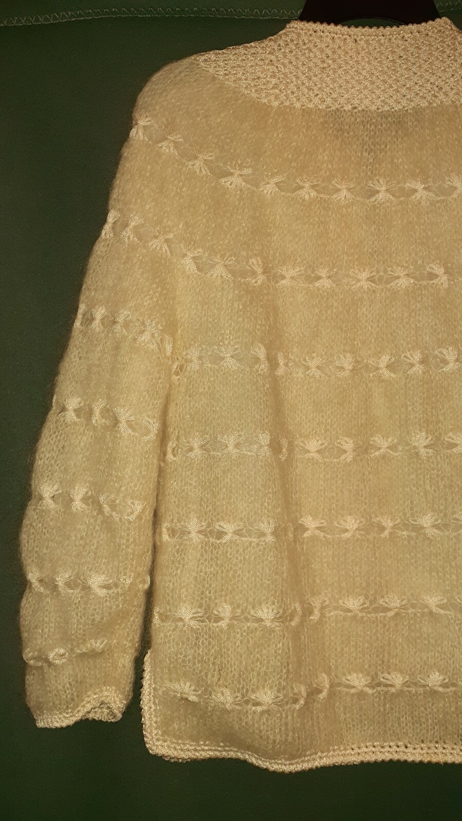 Beige Mohair Wool Cardigan Fully Lined by Cyn Les made in Hong Kong Vintage