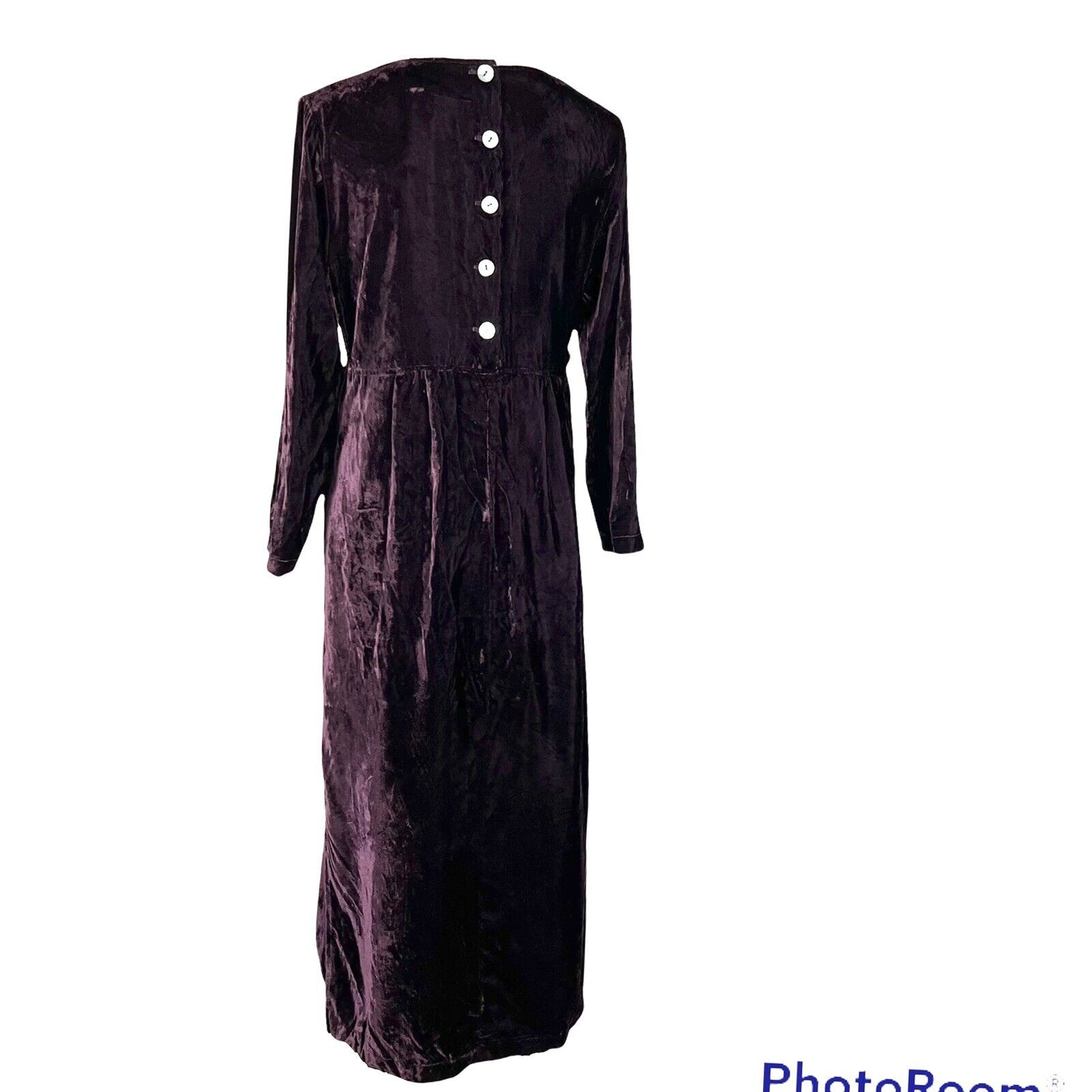 Vtg 90s Whimsigoth Earth Song Velvet Maxi Dress Witchy Dark Purple Sz 8P Petite
