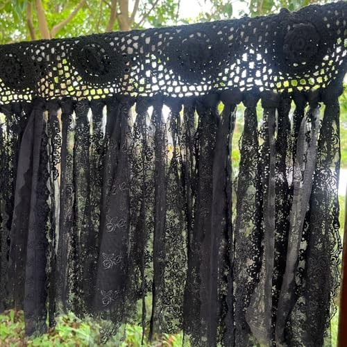 cafe Curtains 30 inch Length Goth Small Window 40″W x 30″L (Pack of 1) Black