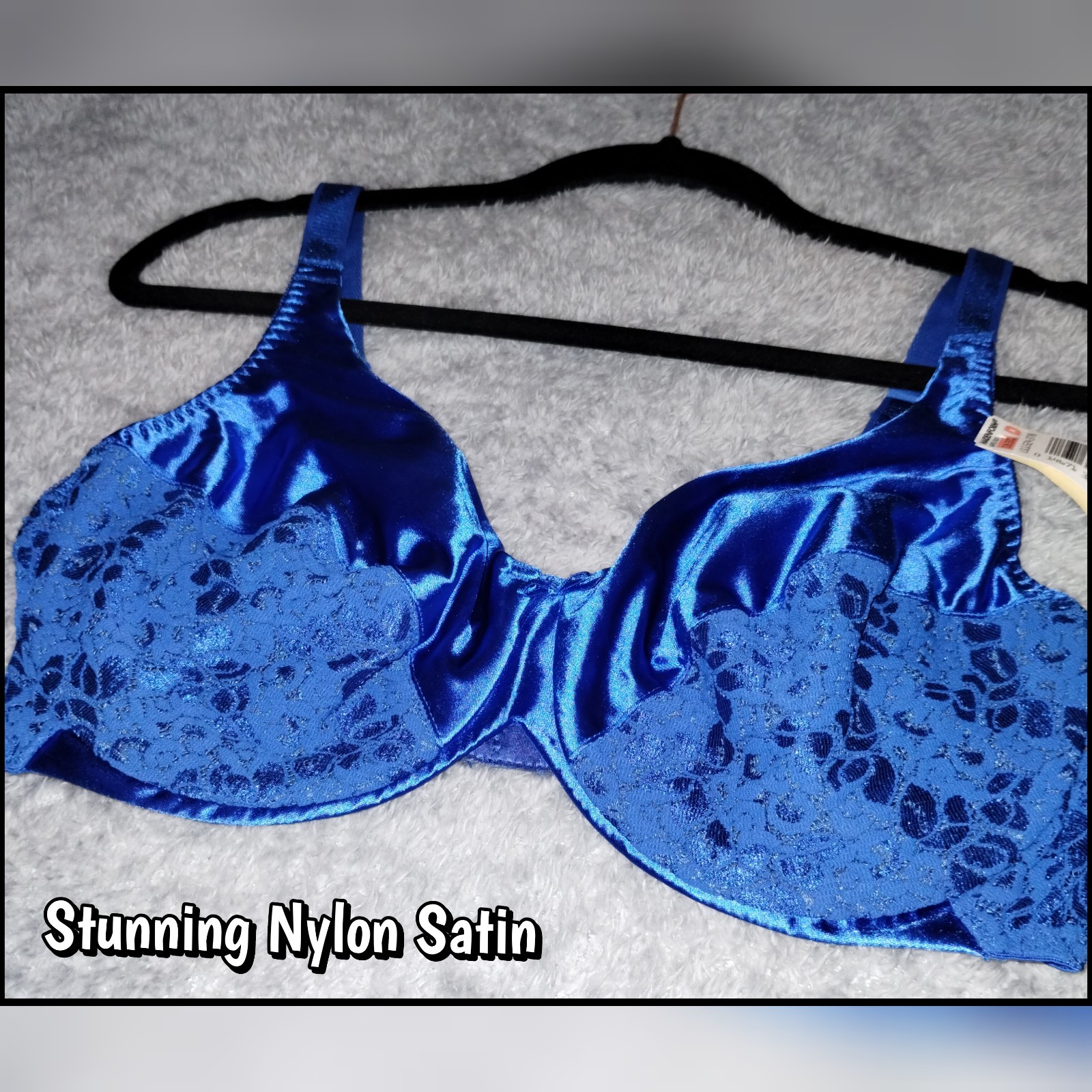 Maidenform Rendezvous NWT VTG Cobalt Blue Nylon Satin Lace Set 38D / Large