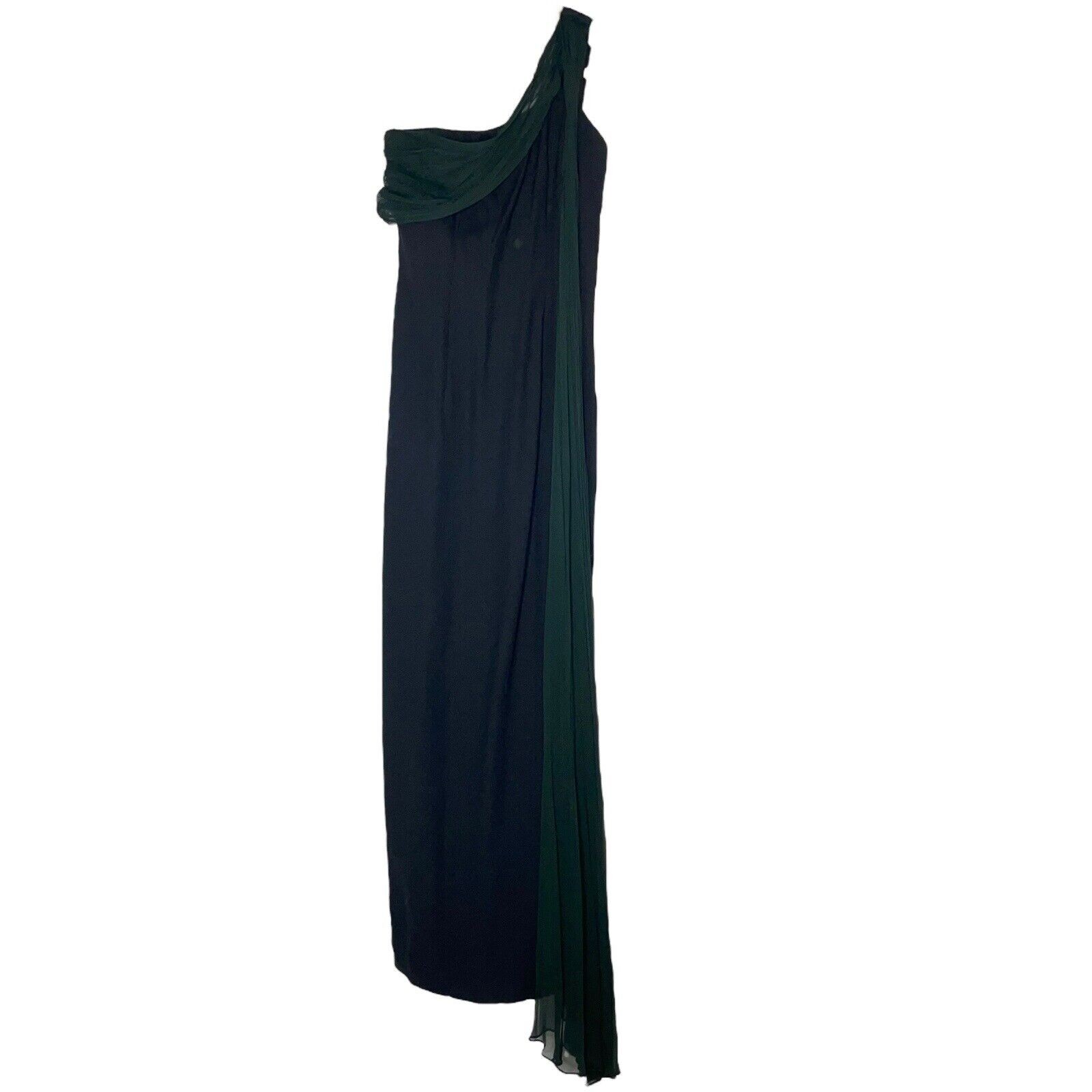 Vintage Gale Mitchell Designer 90’s Black One Shoulder Dress w/ 100% Silk Sash