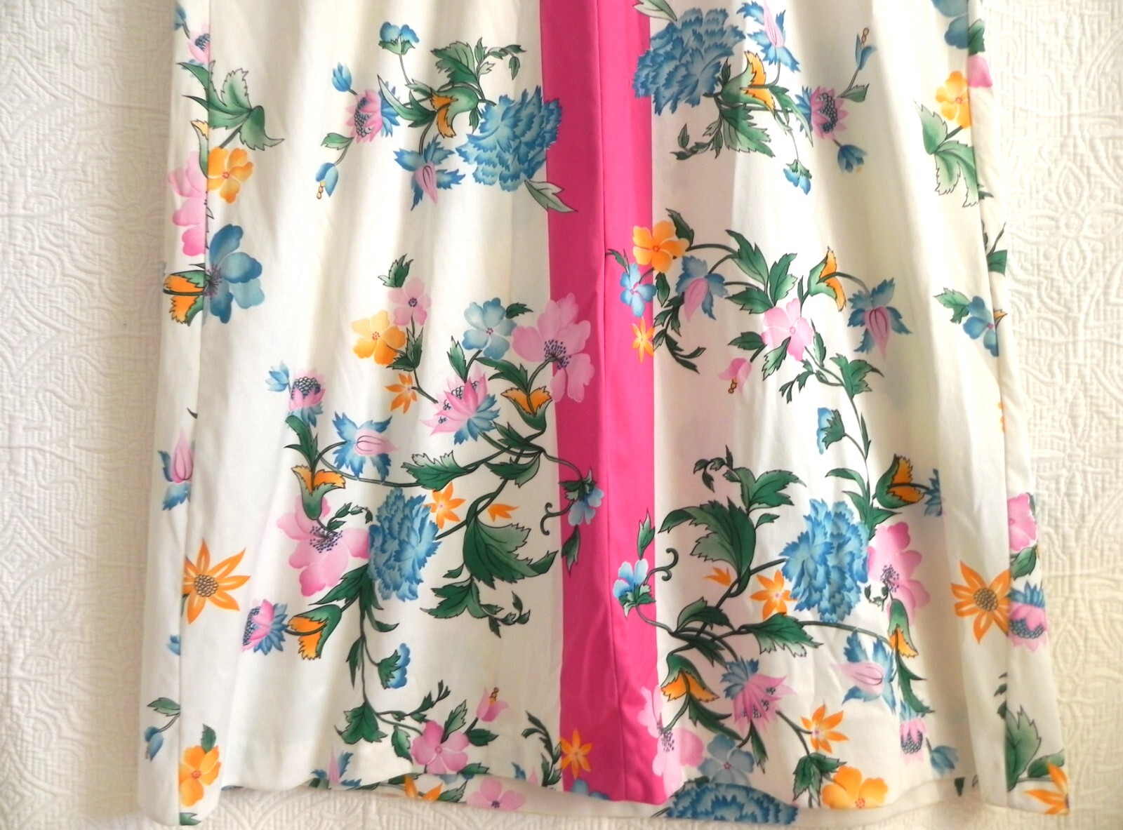 Vtg Evelyn Pearson Robe/Cover-Up Maxi 1/2 Zip Pockets Floral 3/4 Sleeve Size M