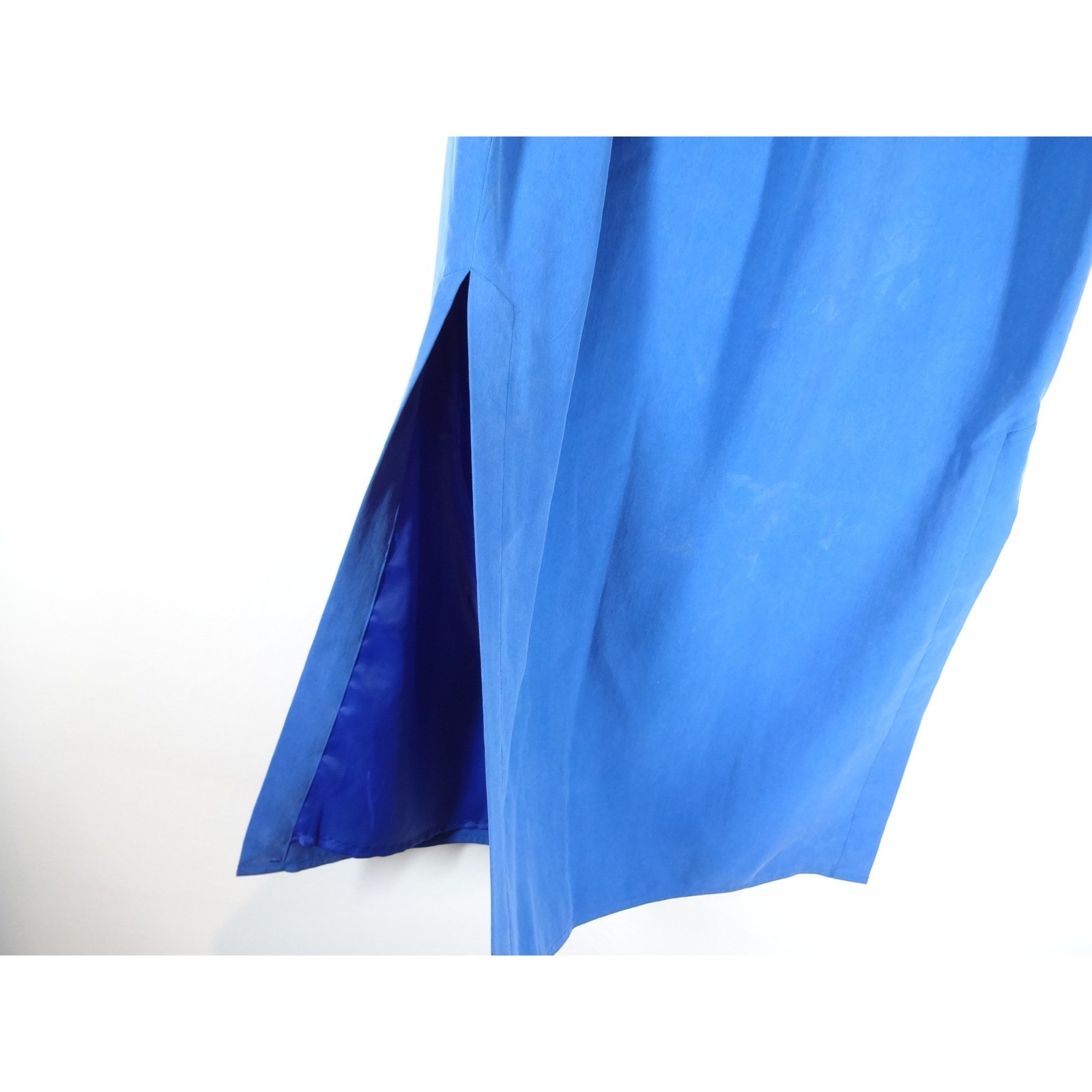 VTG NOS Natalie Me Maxi Skirt Women PS Blue Silk Side Slit Minimalist Lagenlook