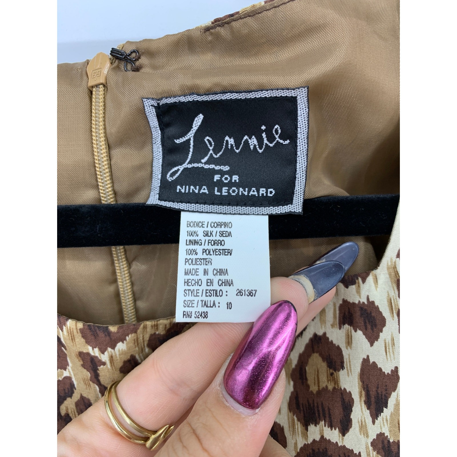 Vintage Lennie For Nina Leonard Women’s Size Medium Silk Leopard Print Dress