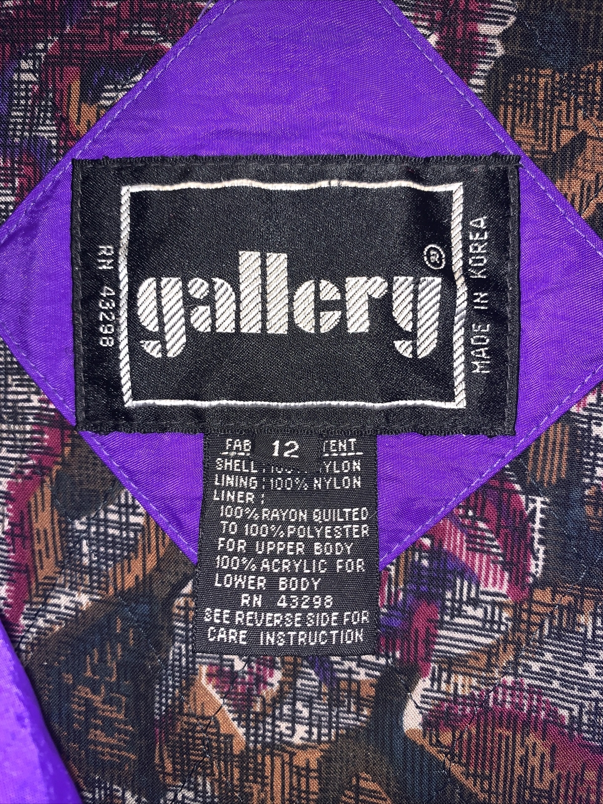 Vintage J. Gallery Trench Sz 12 Purple Chartreuse Zip Out Liner Bakelite