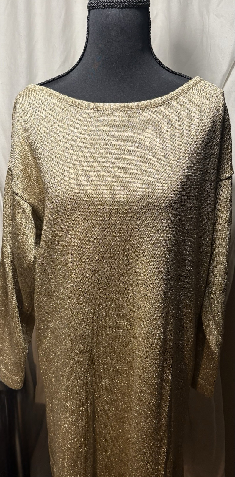 Classy Vintage Ballinger Gold Knit Sweater Dress Size Sm
