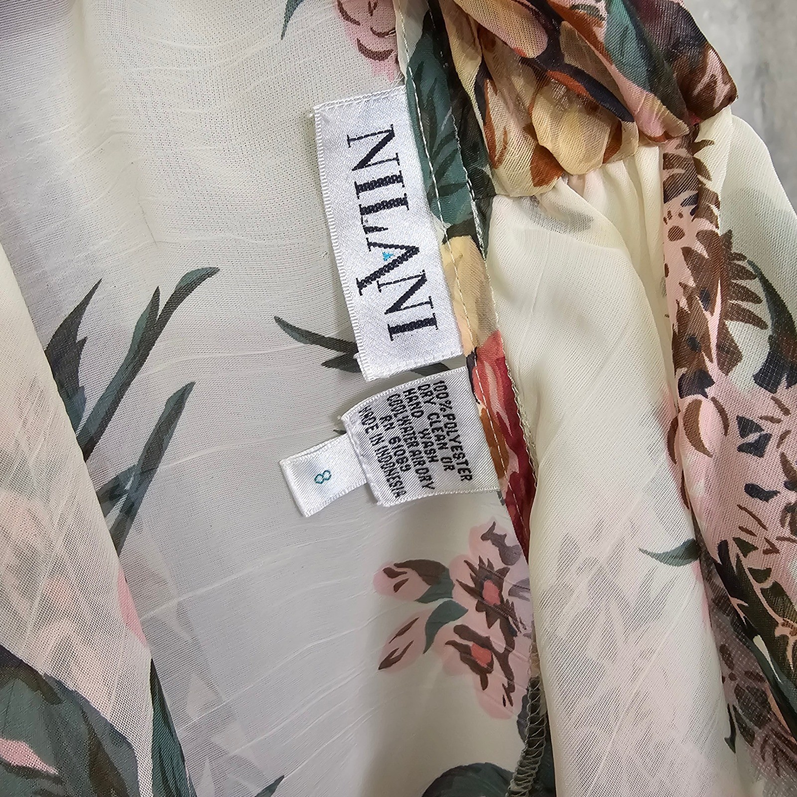 Vintage 90s Nilani Floral Sheer Blouse Romantic Cottagecore Korea Womens M
