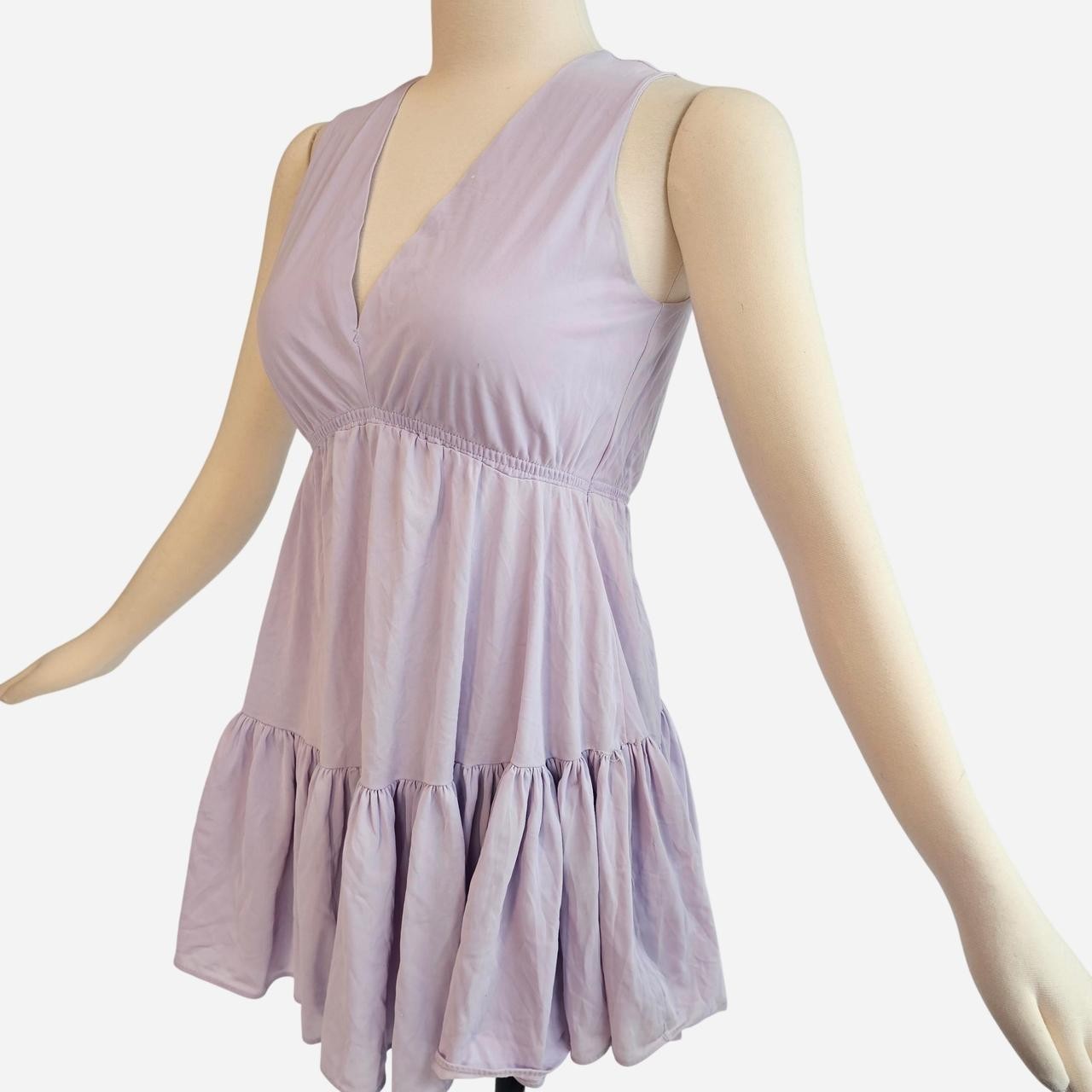 Lilac Babydoll Purple Dress Nightgown Top Ruffles Princess VNeck Gown Fairy 1960