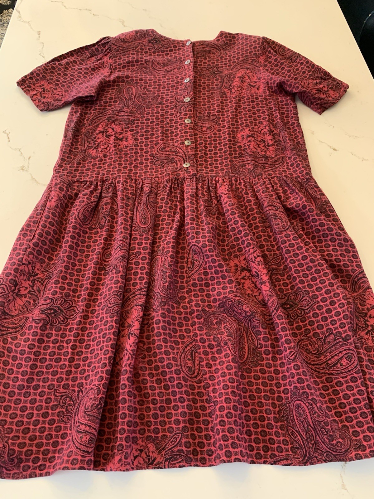 D.B Sport Dress Vintage 90’s Pink Black Paisley Medallion Print Size Large
