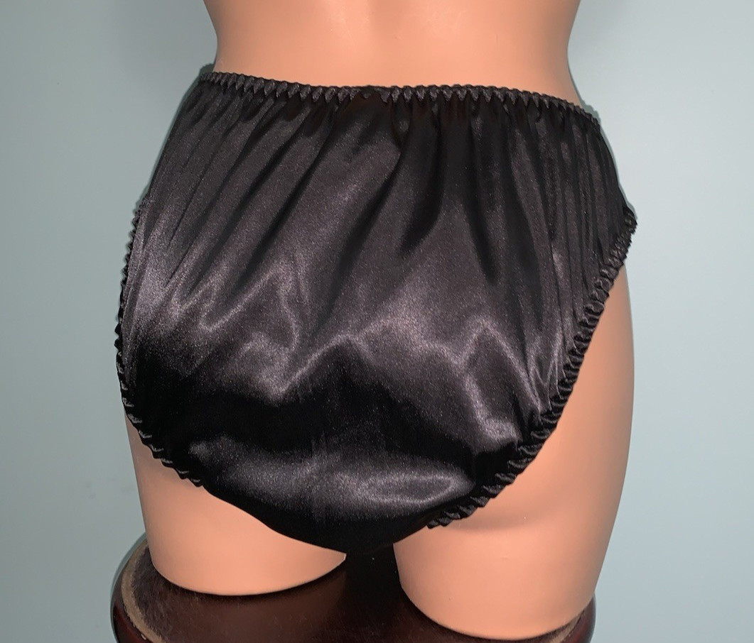 NEW Glossy Satin & Lace 3X 10 Cut Bikini Panties Lace Inset at Hip