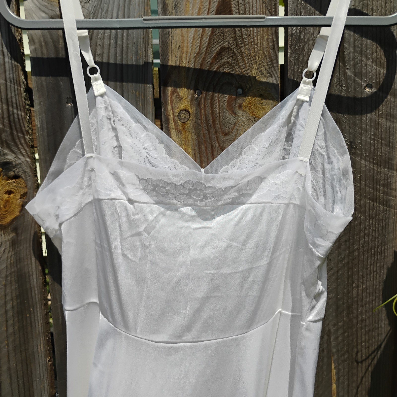 Vintage Sears Sheer White Lace Full Slip Dress Size 38 Medium Midi Length USA