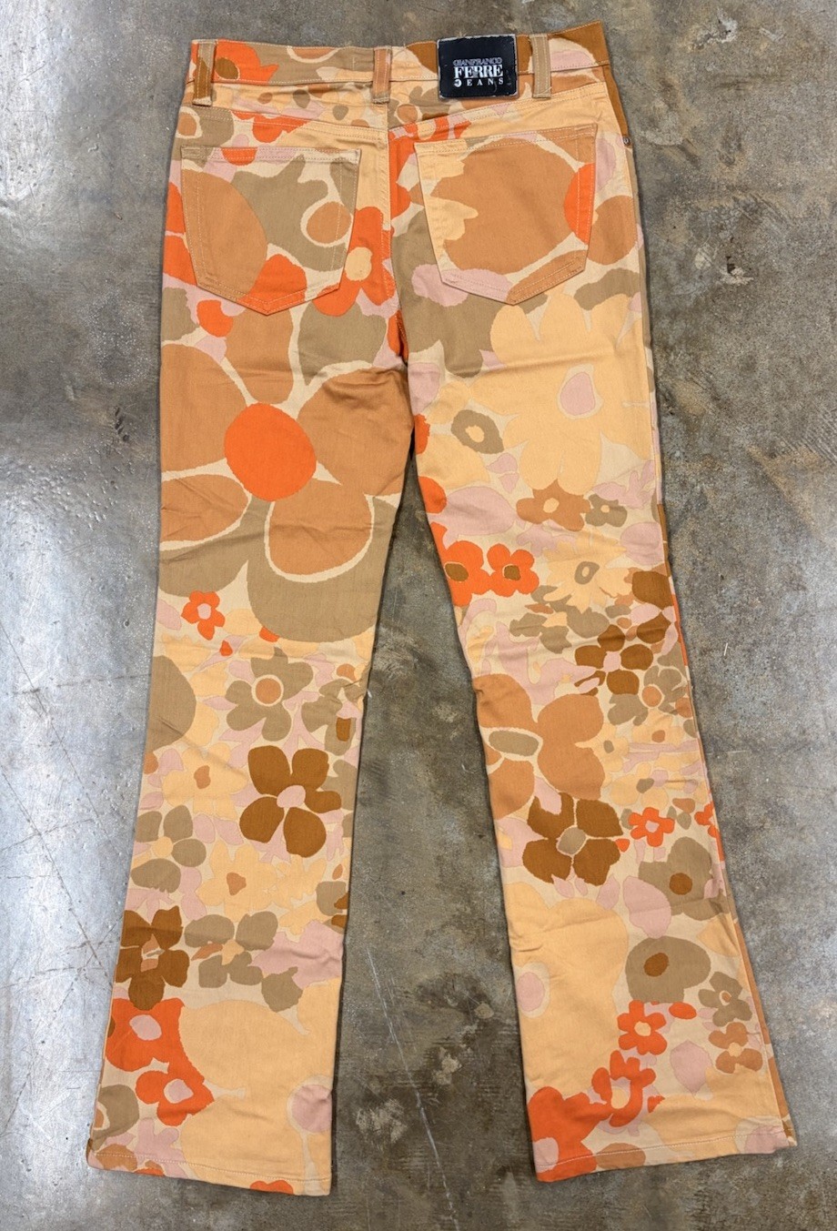 Gianfranco Ferre Vintage Designer Floral Pants 27 Italy Summer Retro 80s Flare