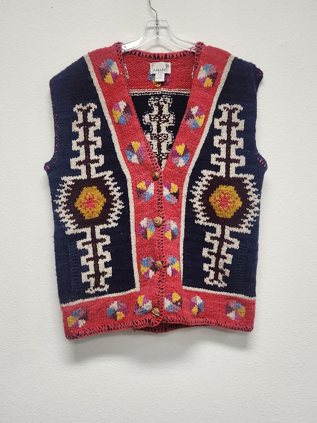 Vintage Amano London Chunky Knit Wool Sweater Vest *Ethically Hand-Knitted*