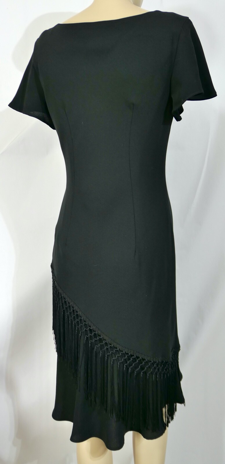 Vintage 80s SL Fashions Flapper Sheath Pencil Dress Flutter Sleeve V Neck S/M