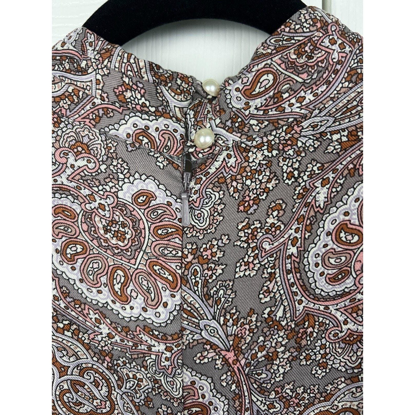 Liz Claiborne Paisley Midi Dress Vintage Boho Dark Academia Gray Rayon M 8/10