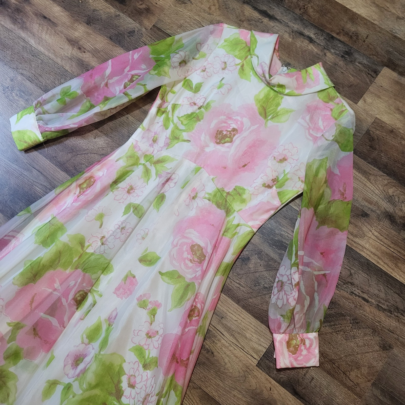 Vintage Avalon Classics Longsleeve Floral Maxi Gown Size 12