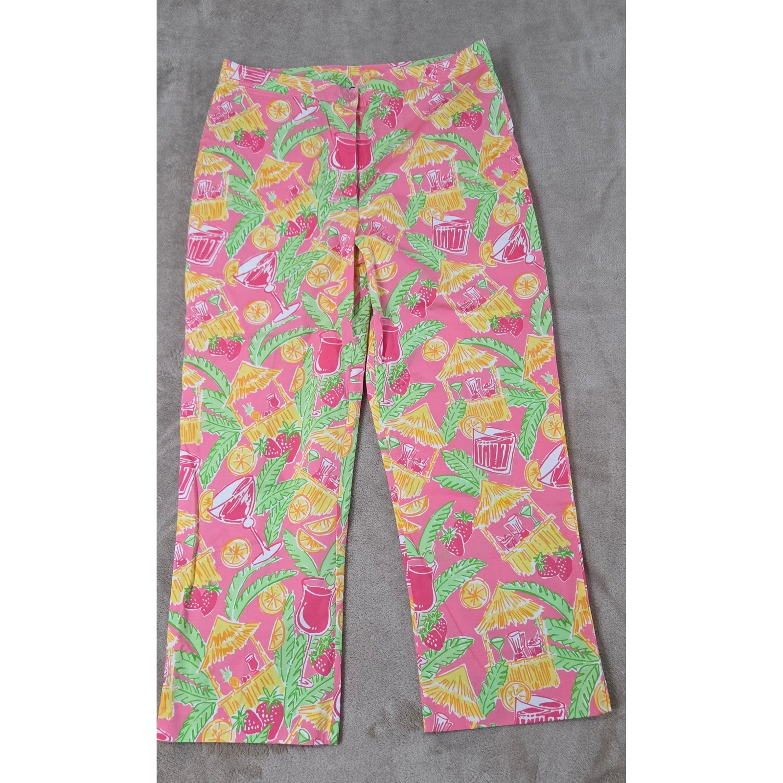 Vintage Lilly Pulitzer „Rock-A-Hula” Cropped Pants Women’s 6 Multi-Color AOP EUC