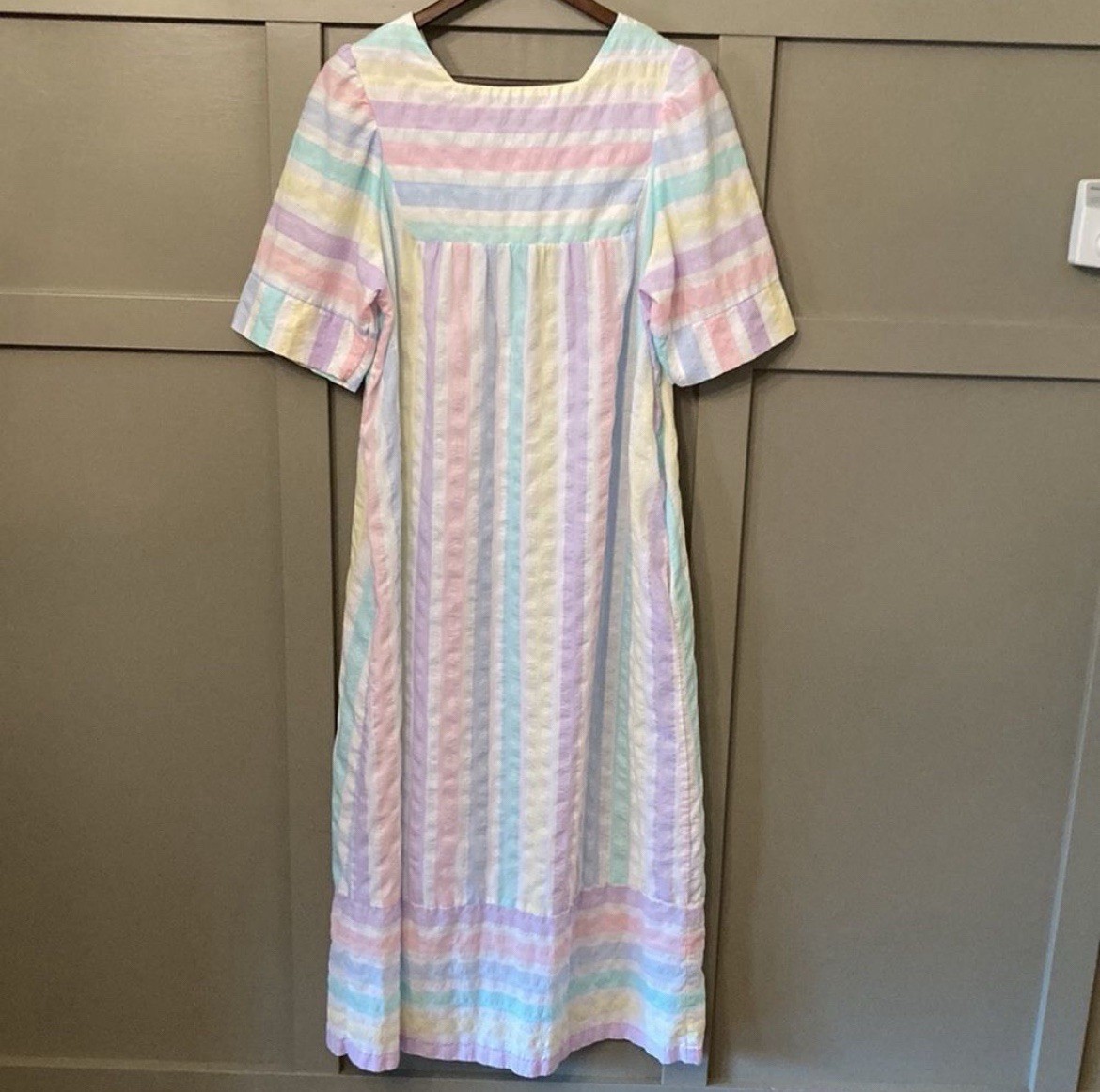 Vintage Styled By Saybury PastelRainbow Stripe Maxi Dress