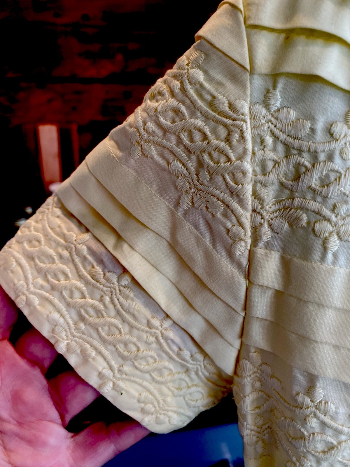 VTG Cotton 50’s Women’s Button front lace detail Yellow Carlye Dress Pleated S/M